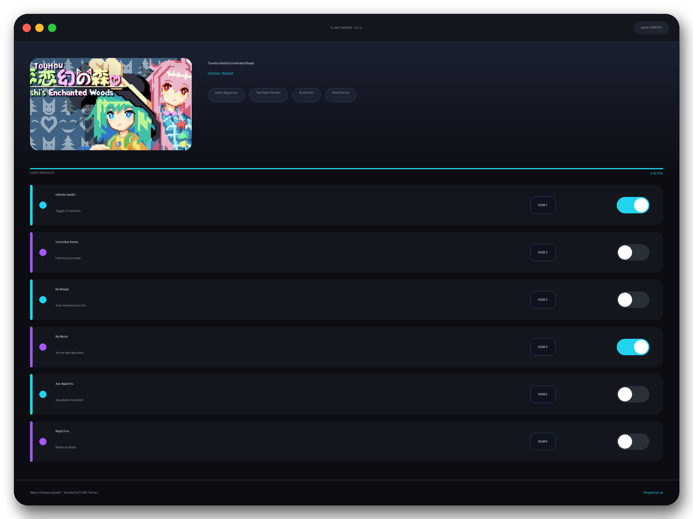 TouHou Koishi's Enchanted Woods Trainer interface