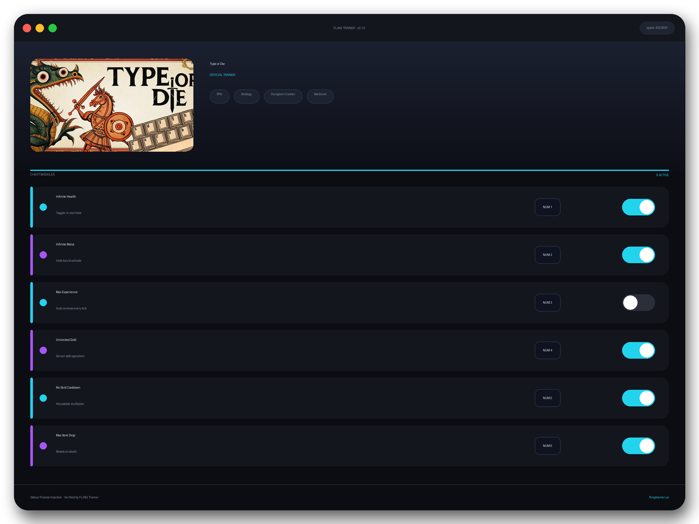 Type or Die Trainer interface