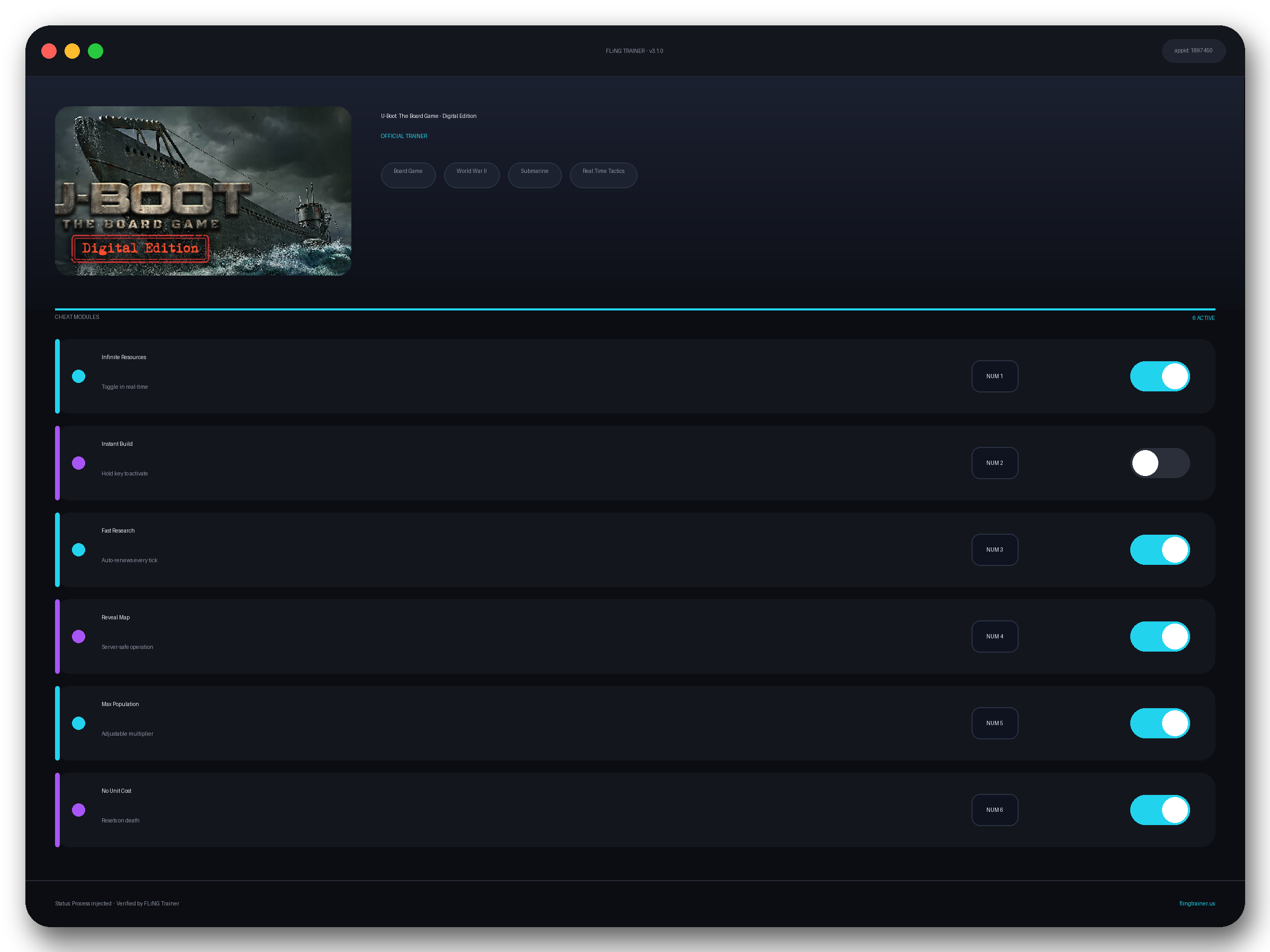 U-Boot: The Board Game - Digital Edition Trainer interface
