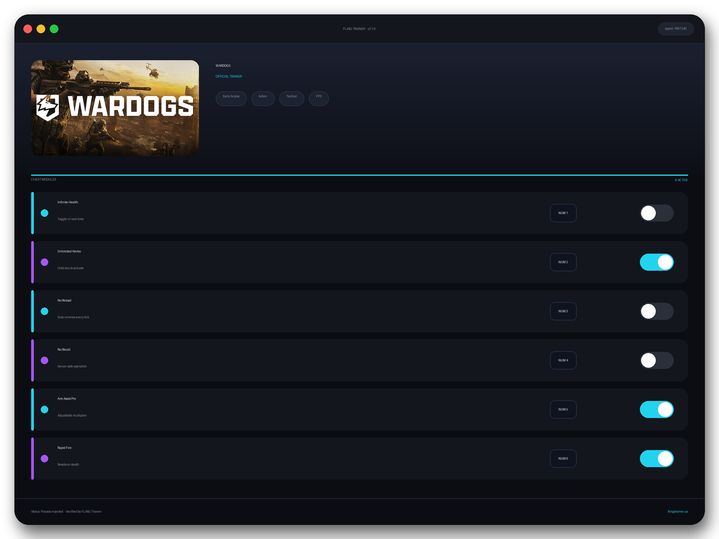 WARDOGS Trainer interface
