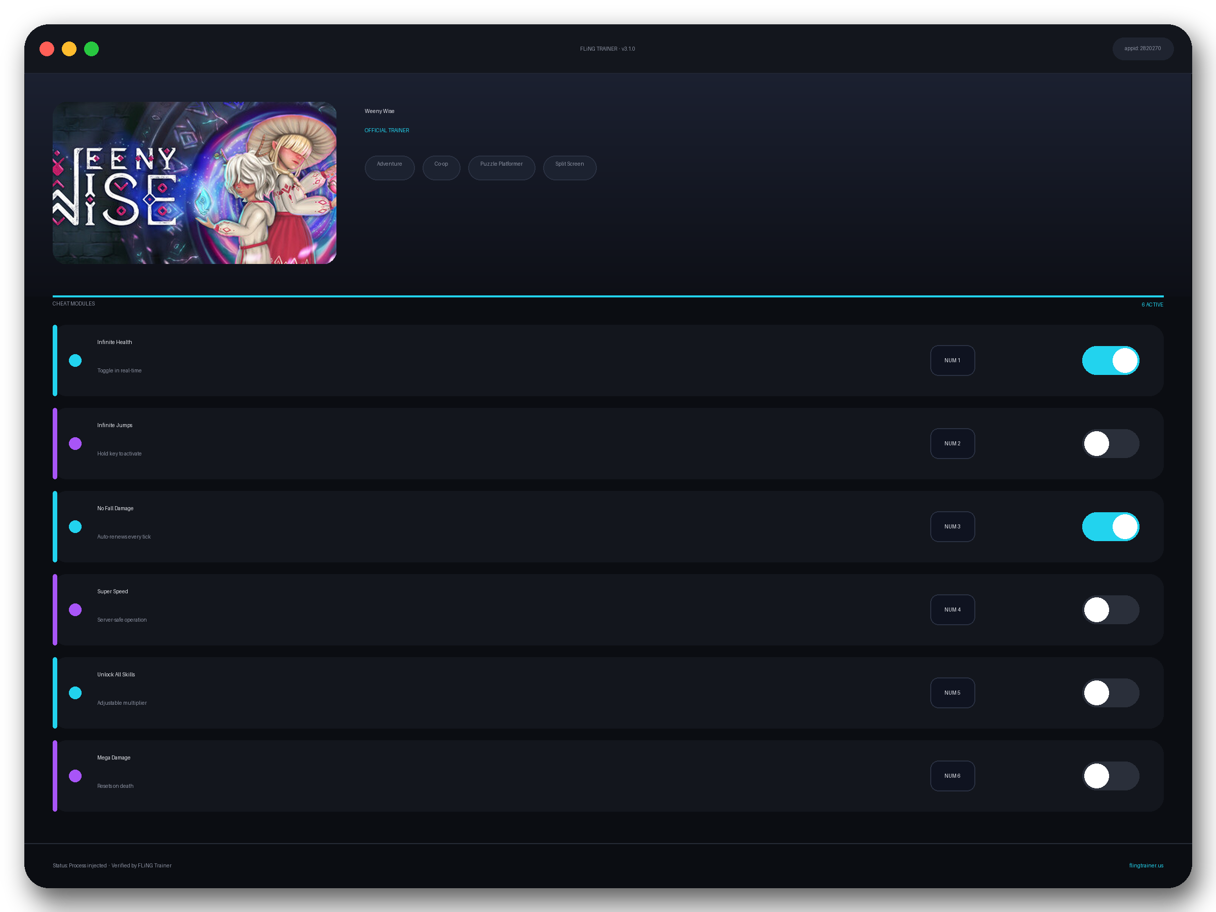 Weeny Wise Trainer interface