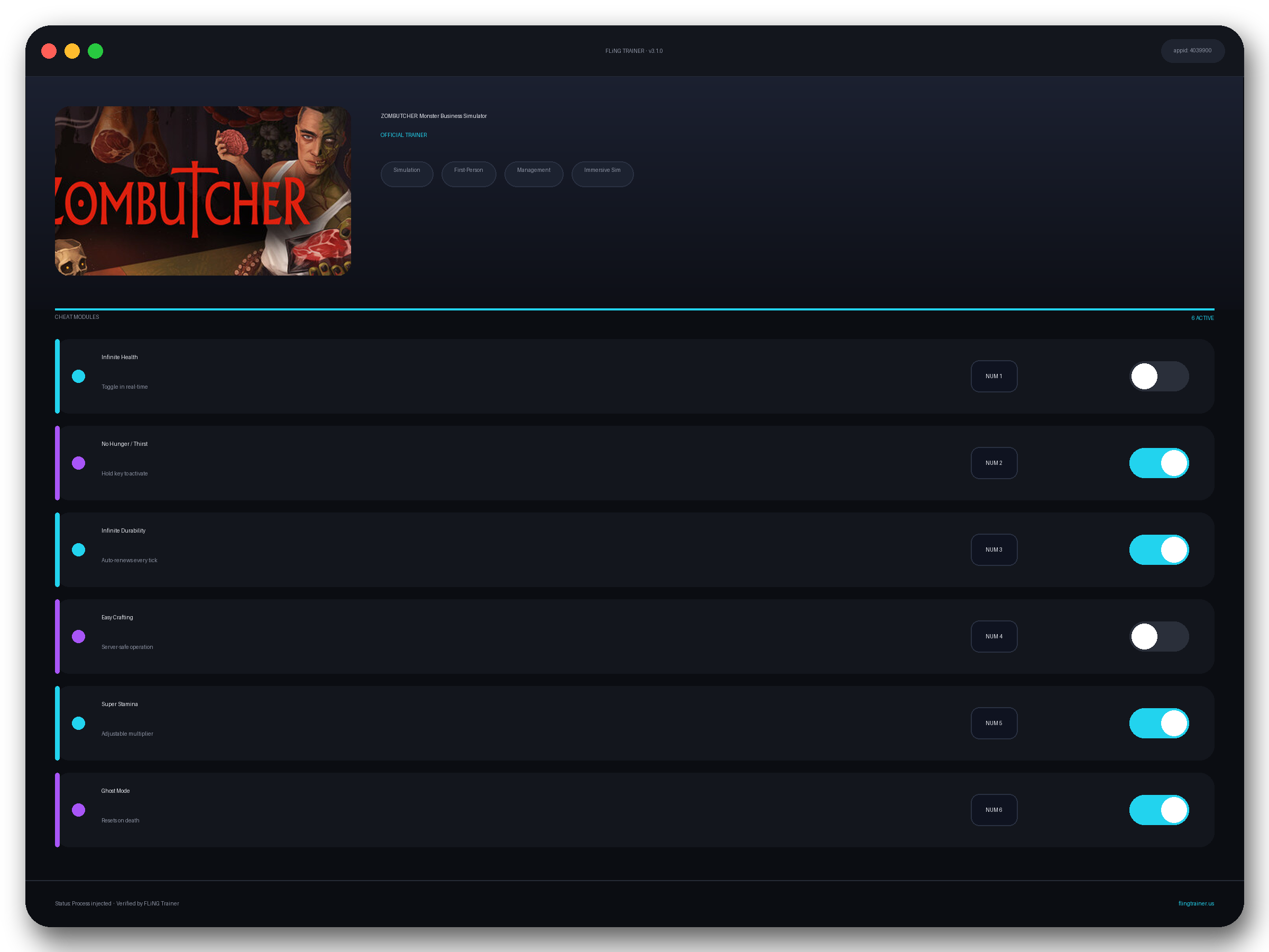 ZOMBUTCHER: Monster Business Simulator Trainer interface