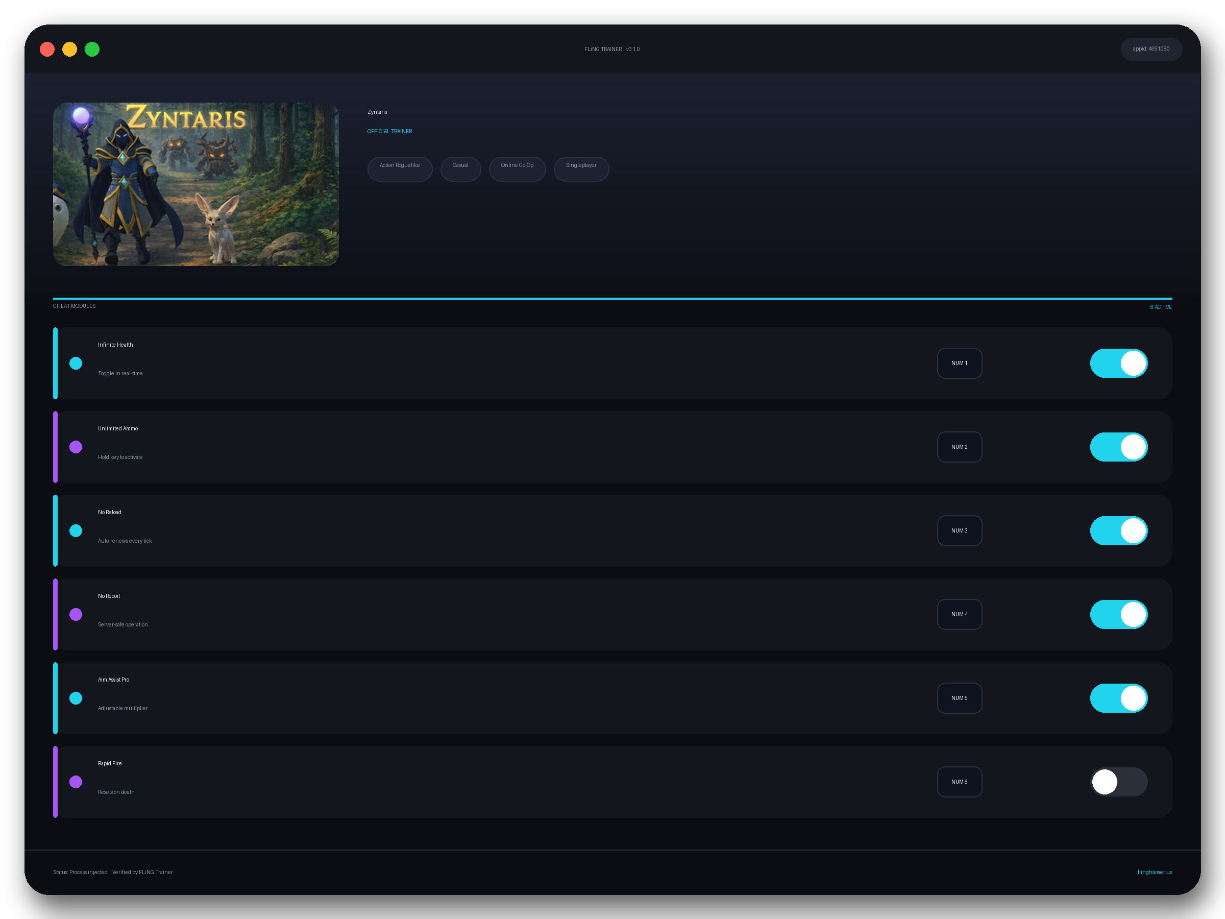 Zyntaris Trainer interface