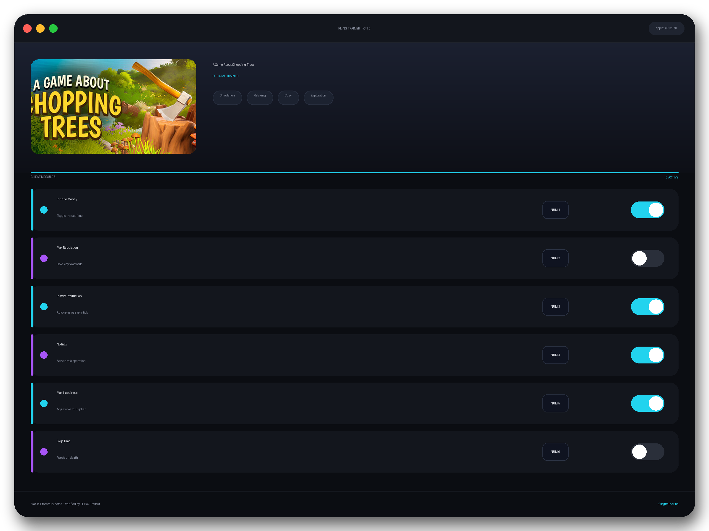 A Game About Chopping Trees Trainer interface