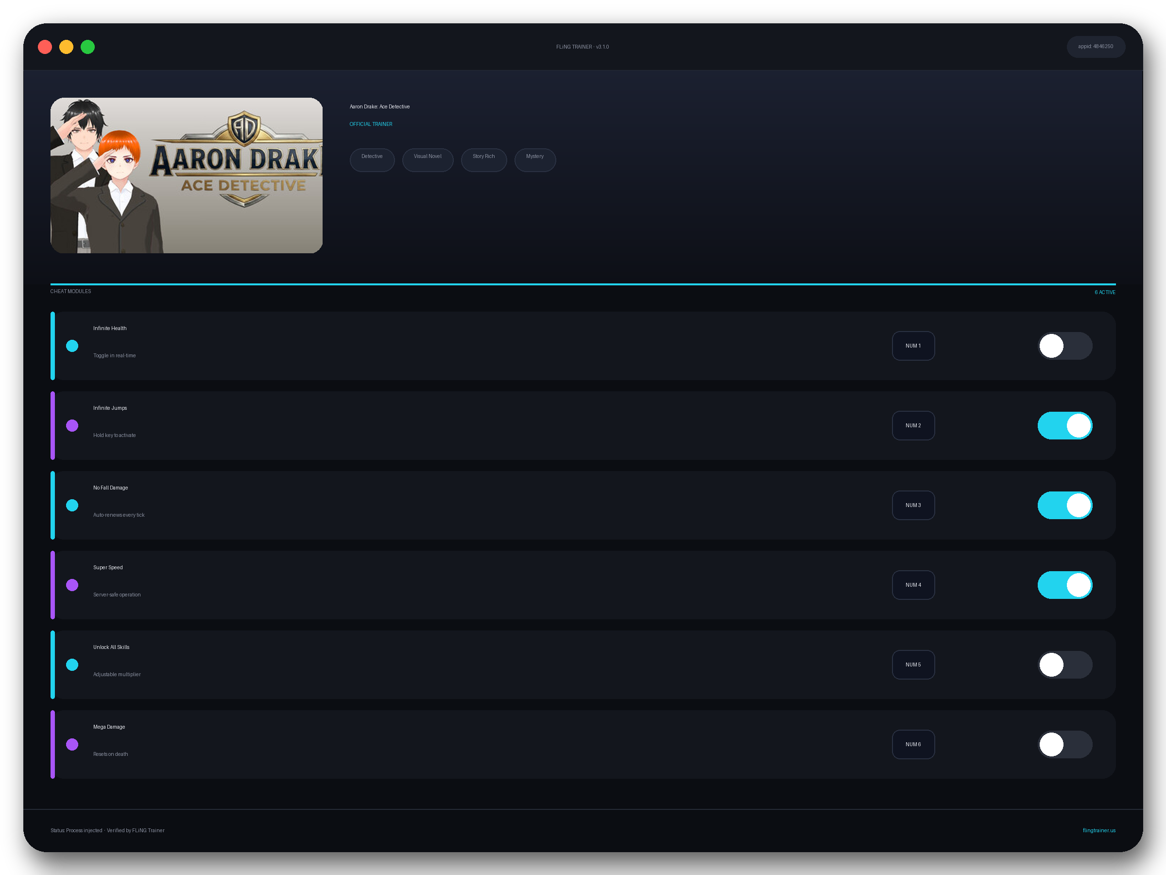 Aaron Drake: Ace Detective Trainer interface