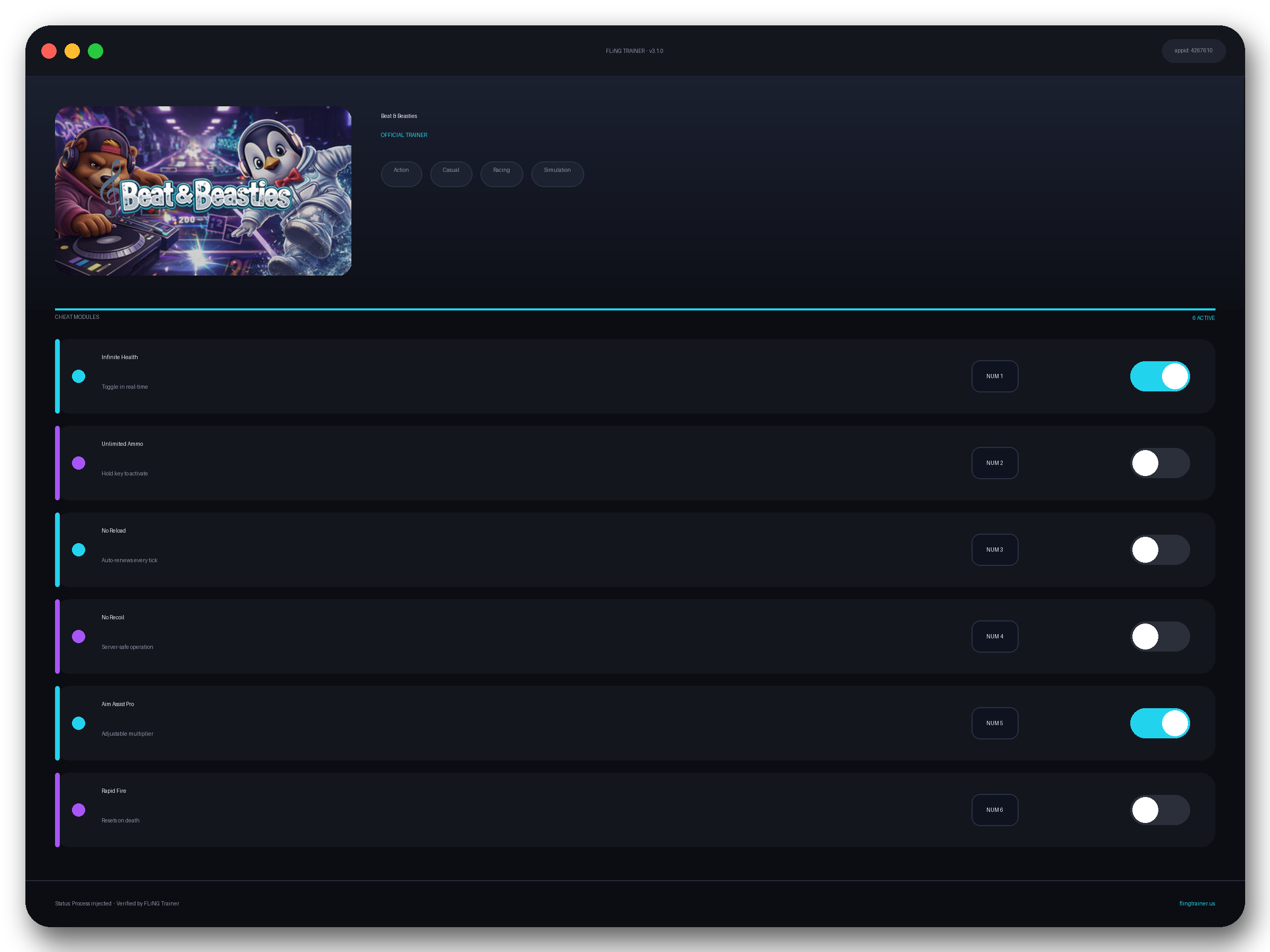 Beat & Beasties Trainer interface