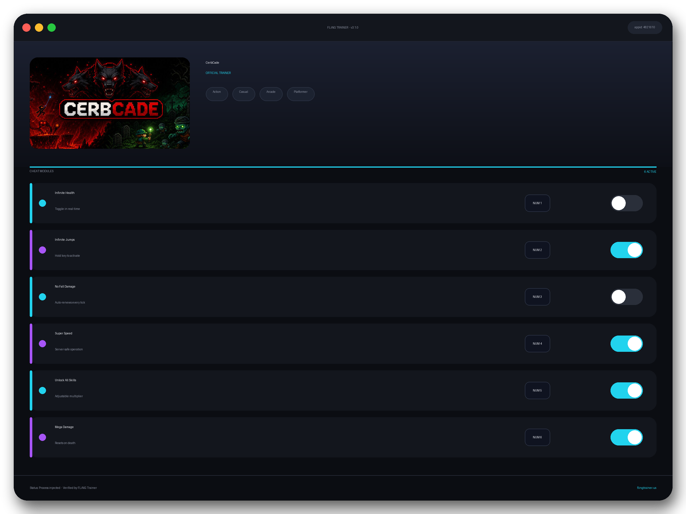 CerbCade Trainer interface