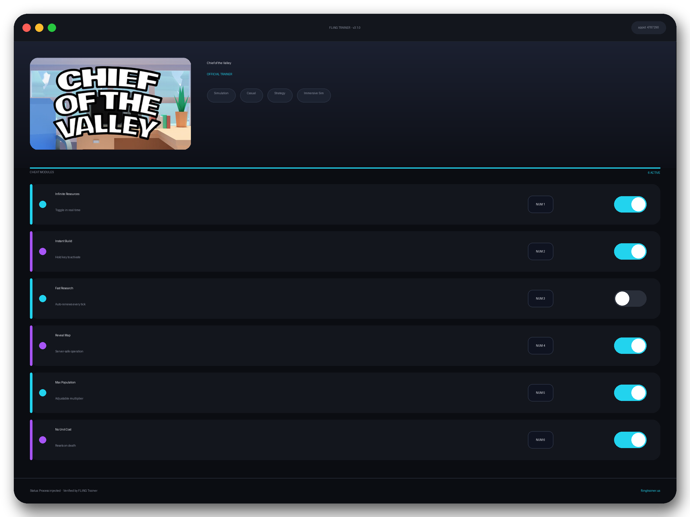 Chief of the Valley Trainer interface