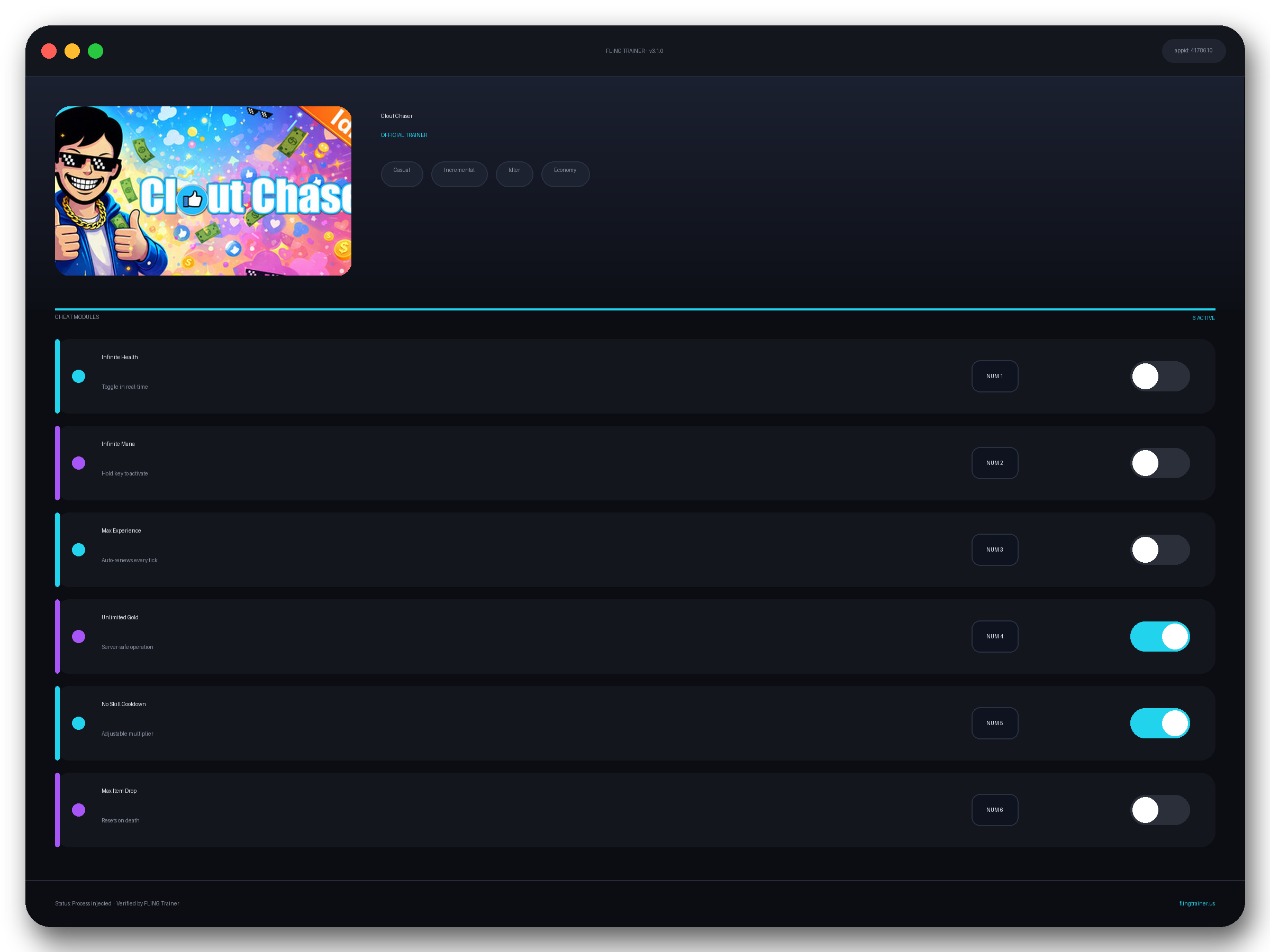 Clout Chaser Trainer interface