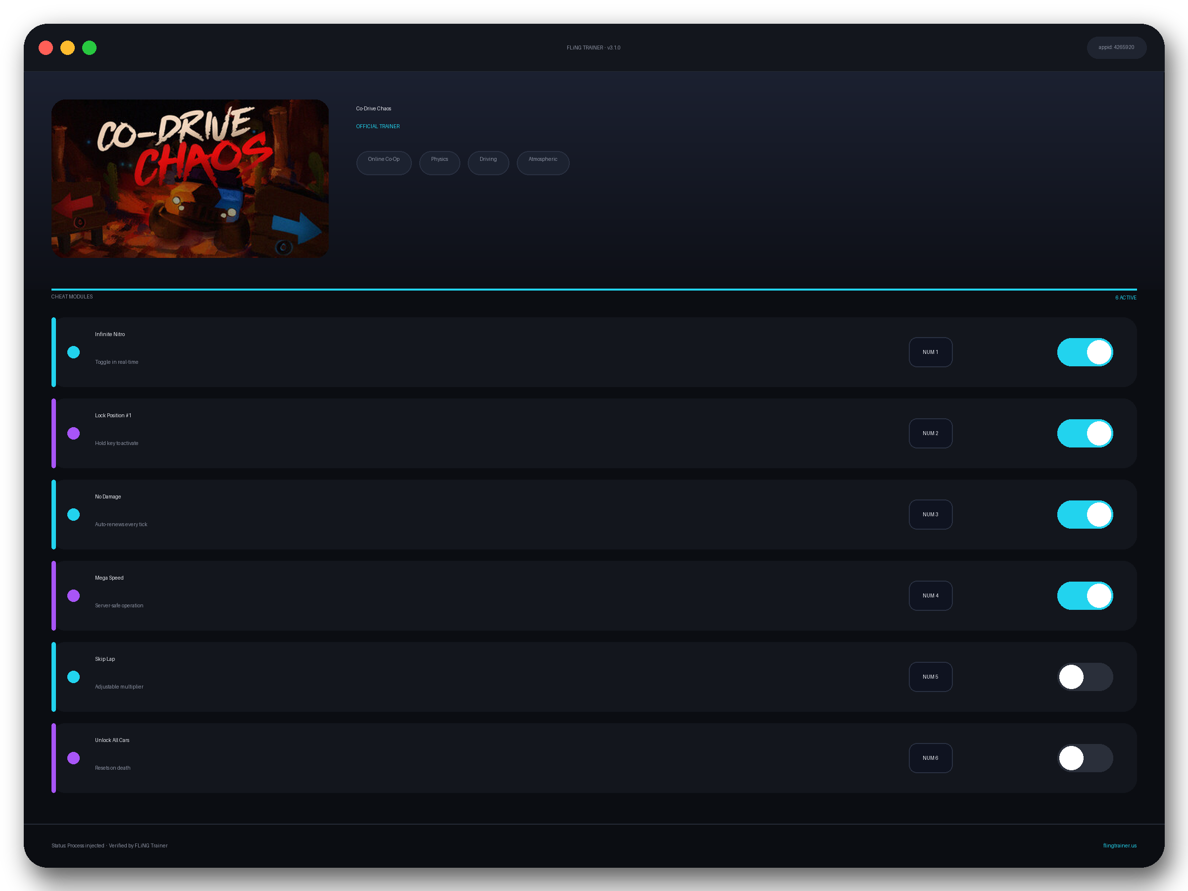 Co-Drive Chaos Trainer interface
