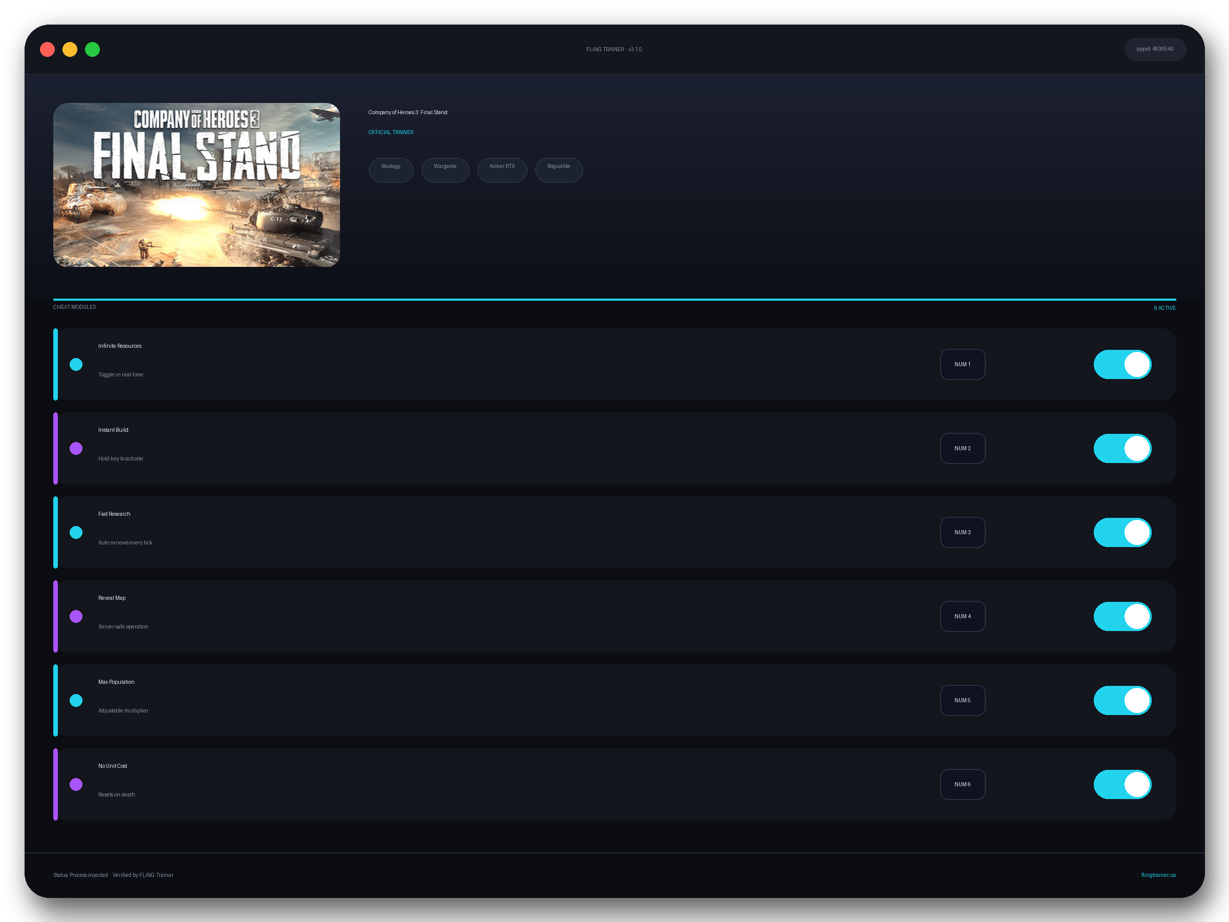 Company of Heroes 3: Final Stand Trainer interface