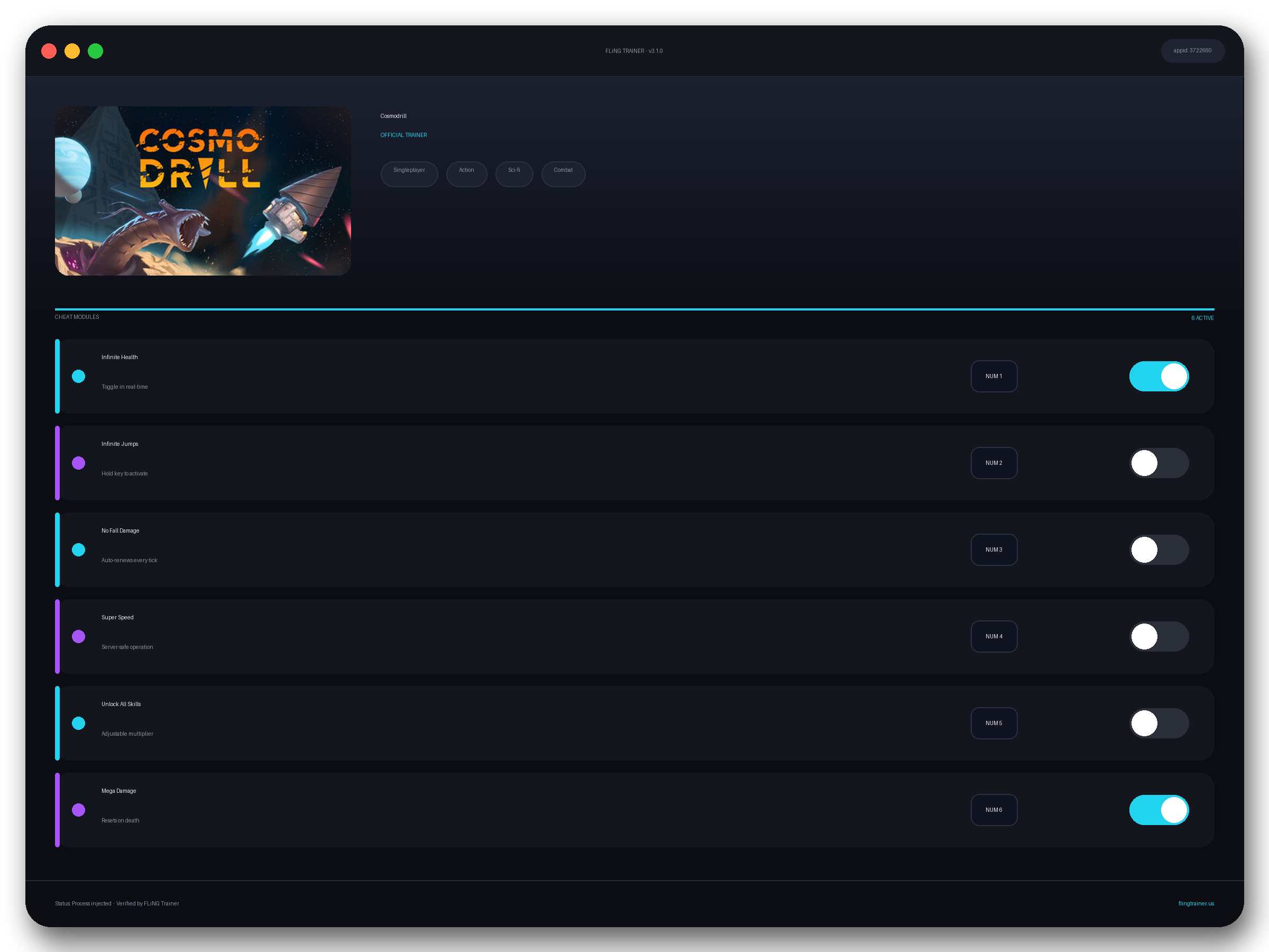 Cosmodrill Trainer interface