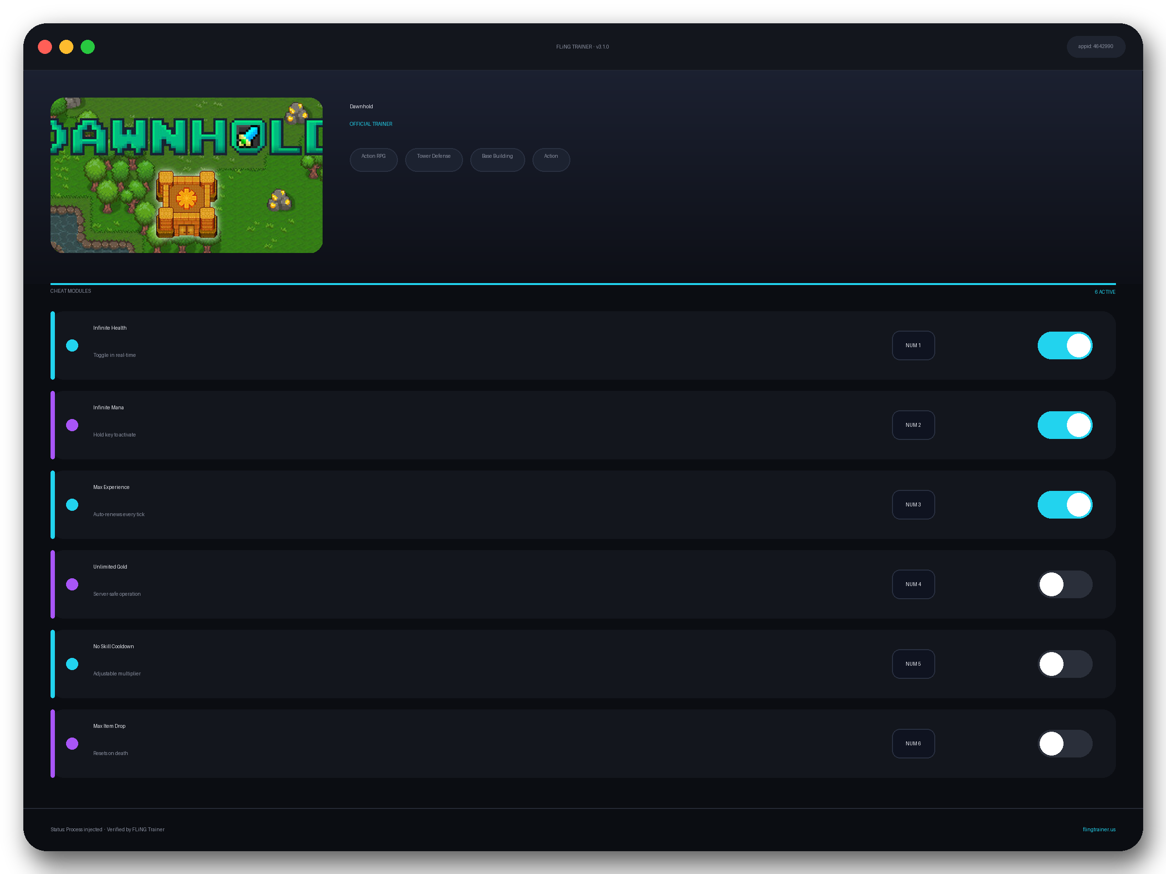 Dawnhold Trainer interface