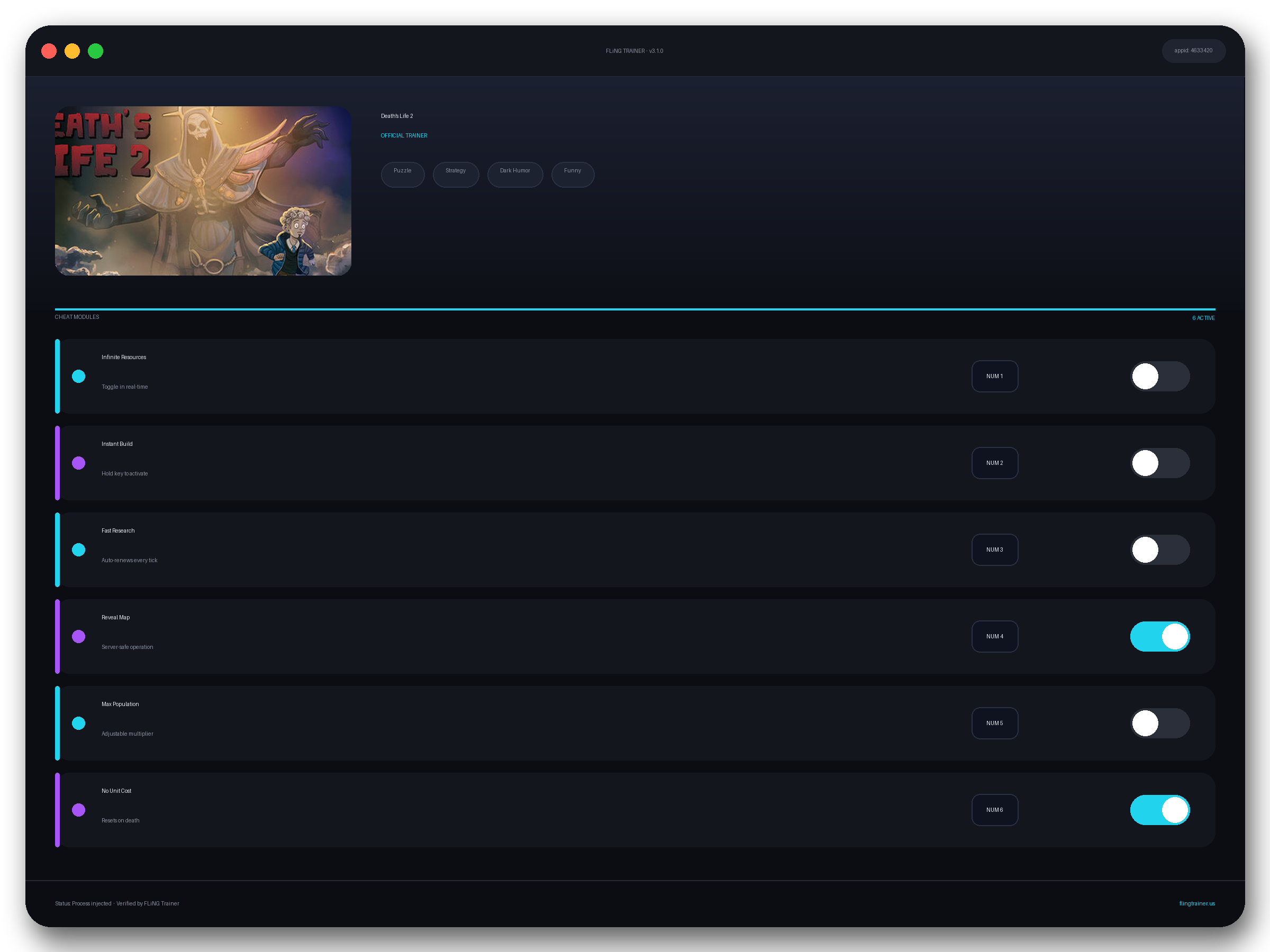 Death's Life 2 Trainer interface