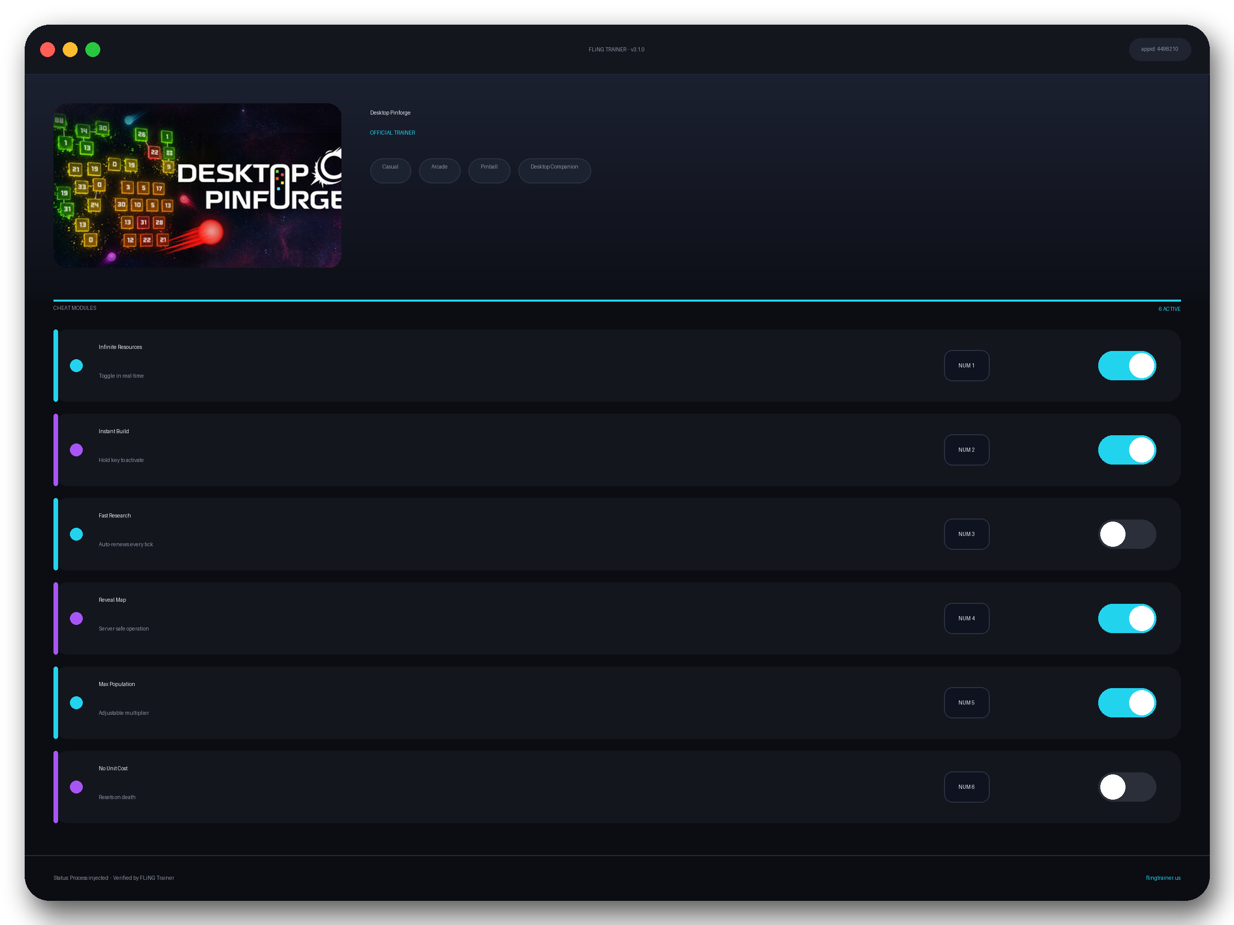 Desktop Pinforge Trainer interface
