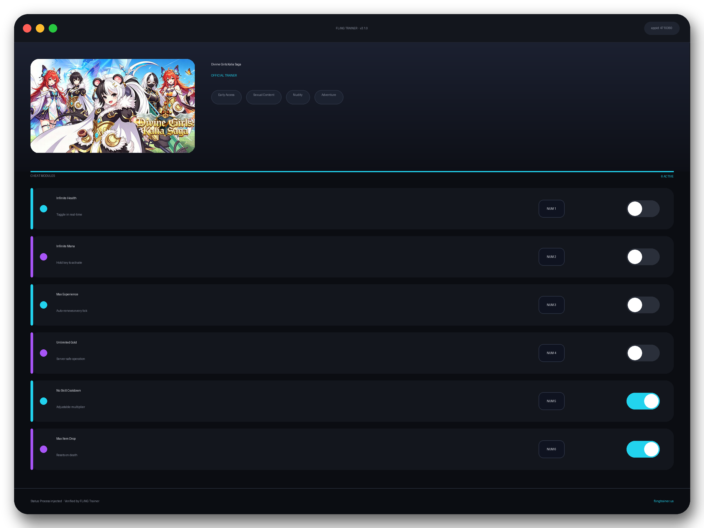 Divine Girls:Kalia Saga Trainer interface