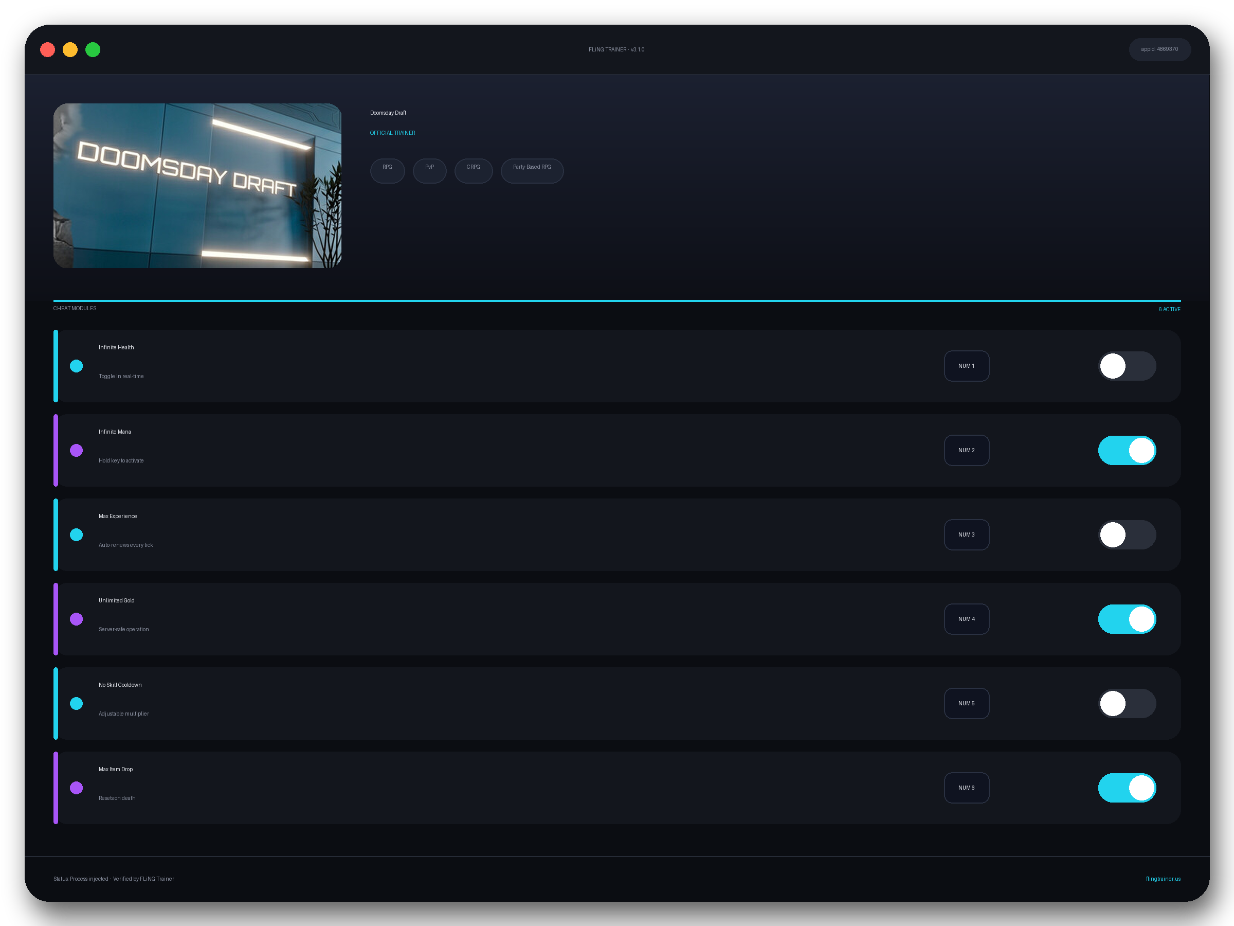 Doomsday Draft Trainer interface