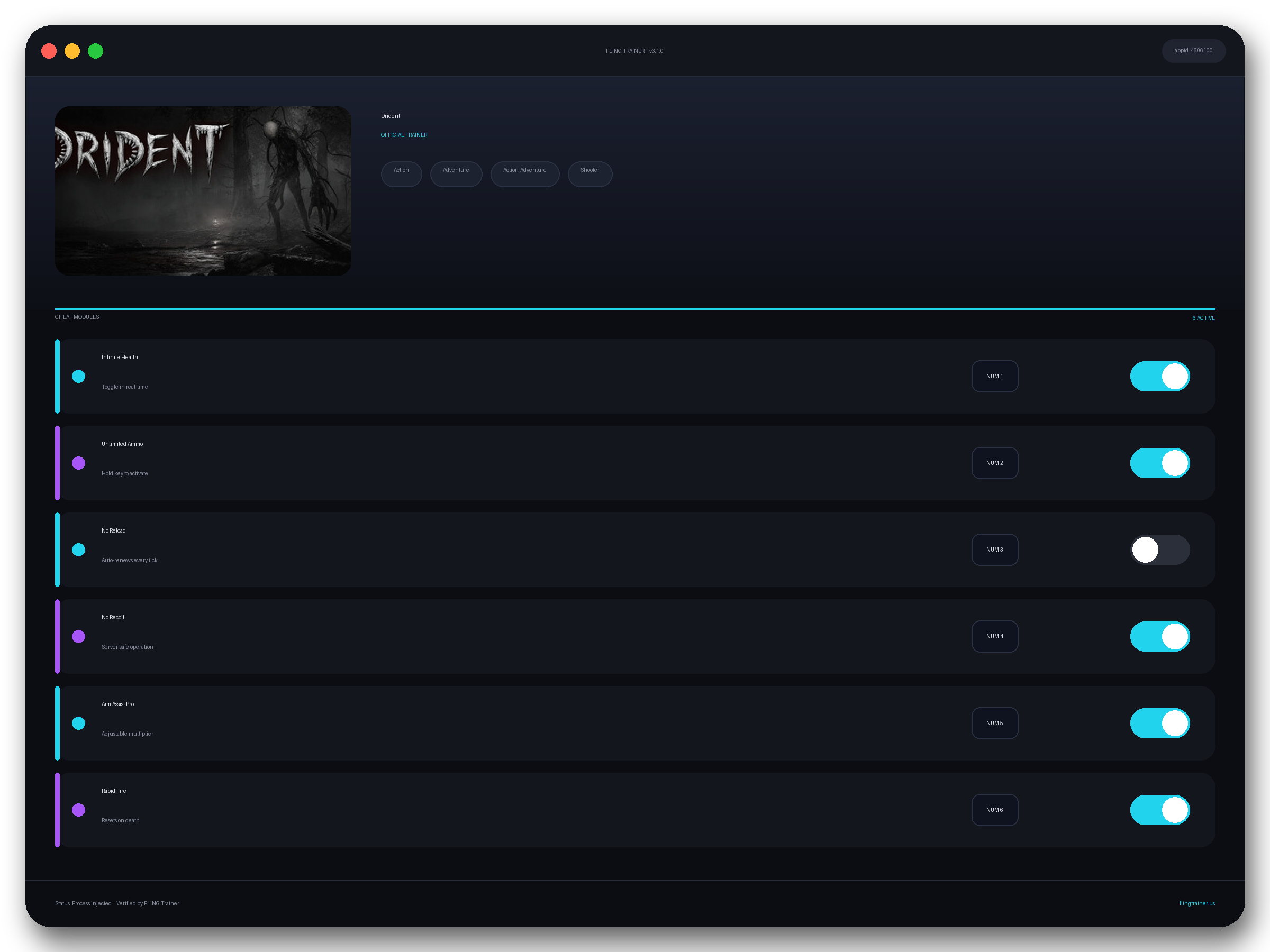 Drident Trainer interface