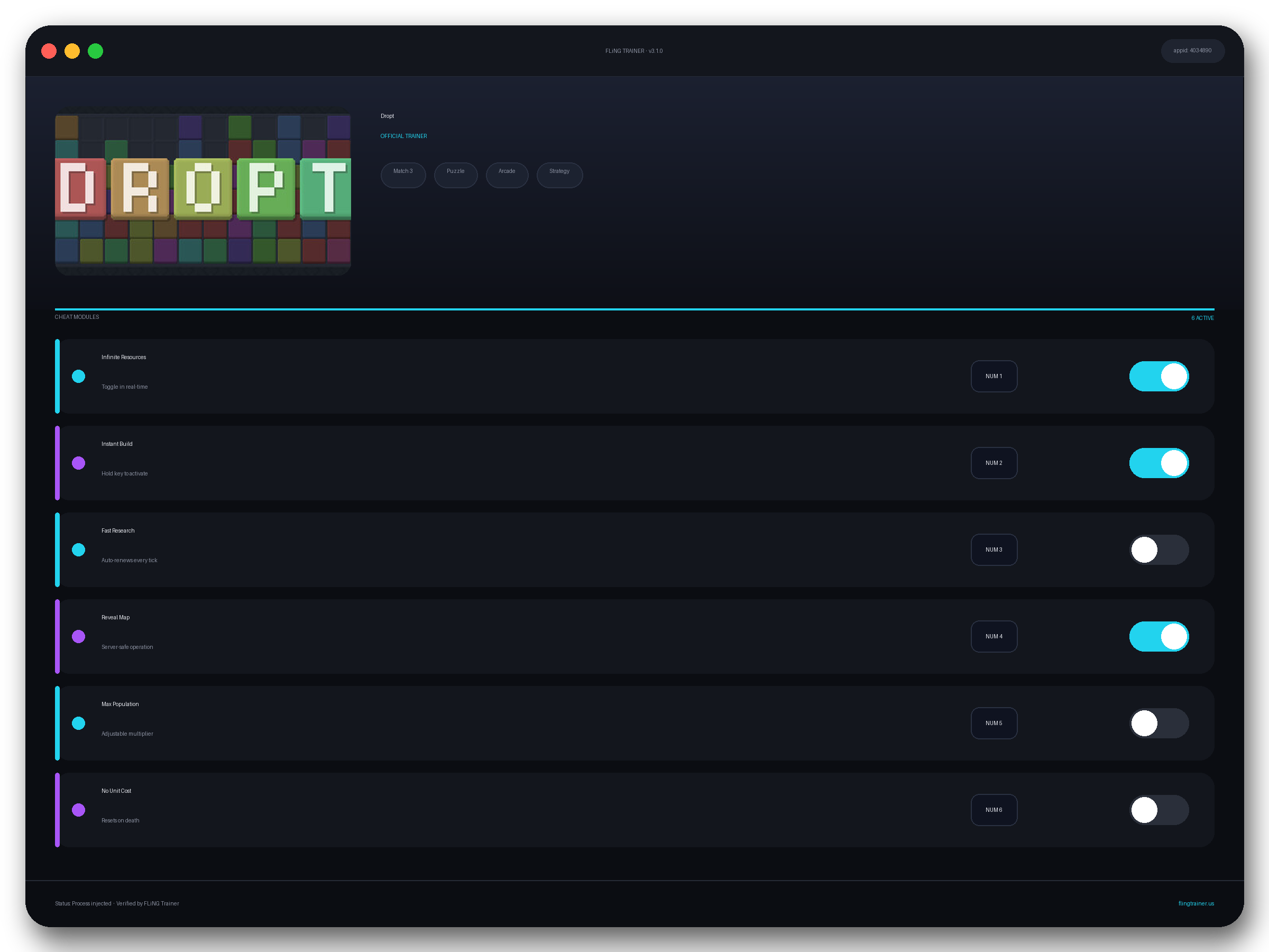Dropt Trainer interface