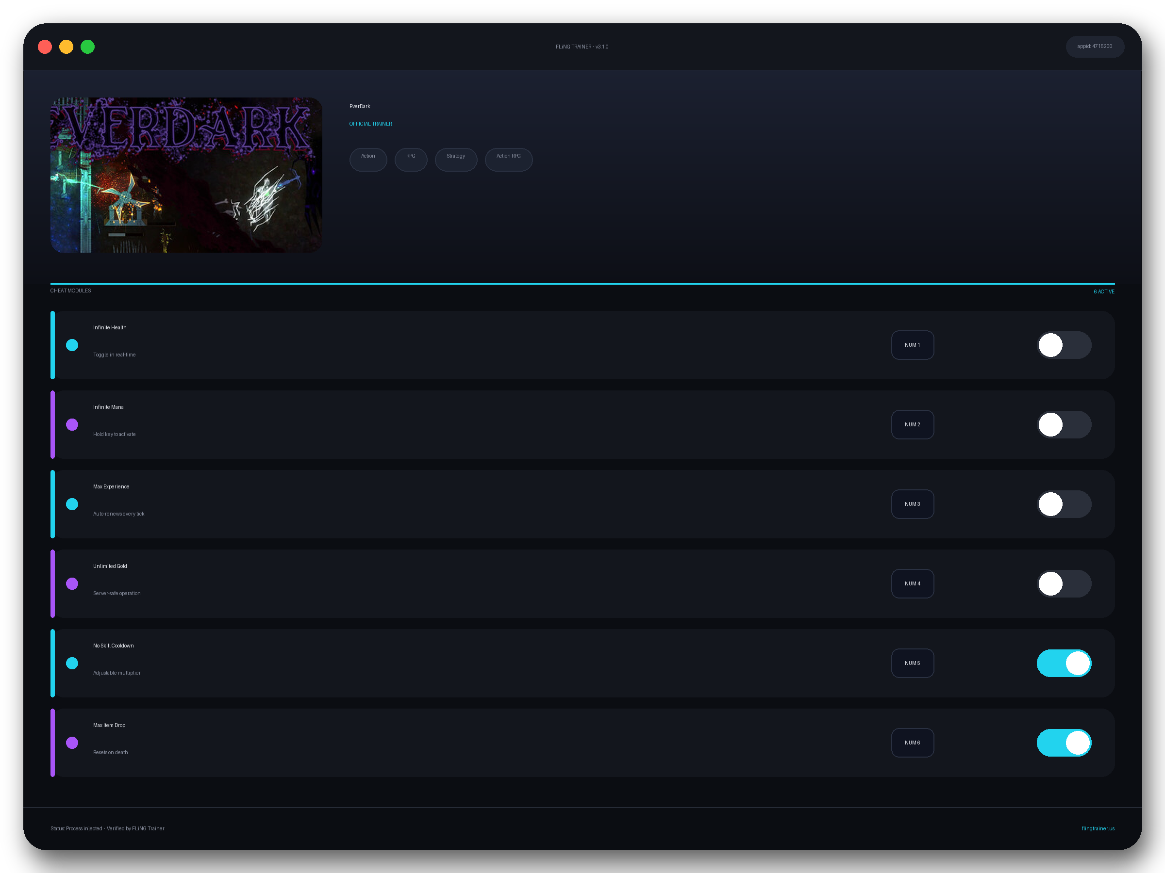 EverDark Trainer interface
