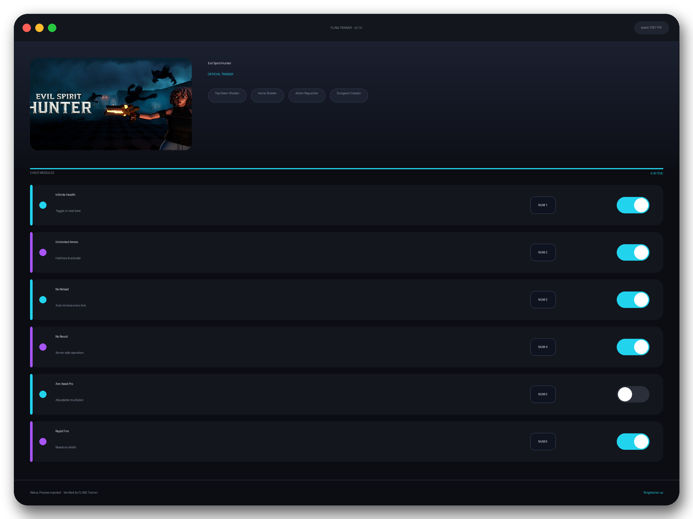 Evil Spirit Hunter Trainer interface