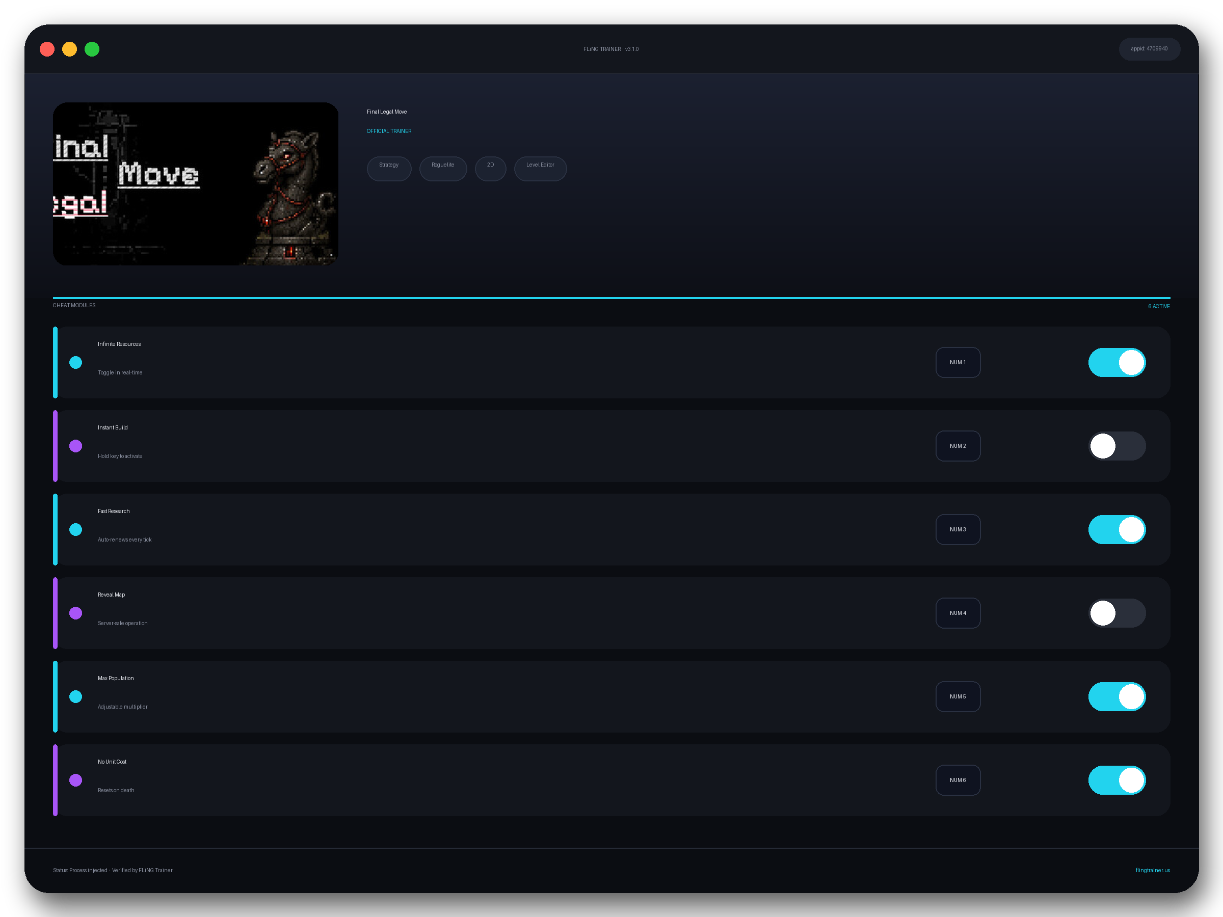 Final Legal Move Trainer interface