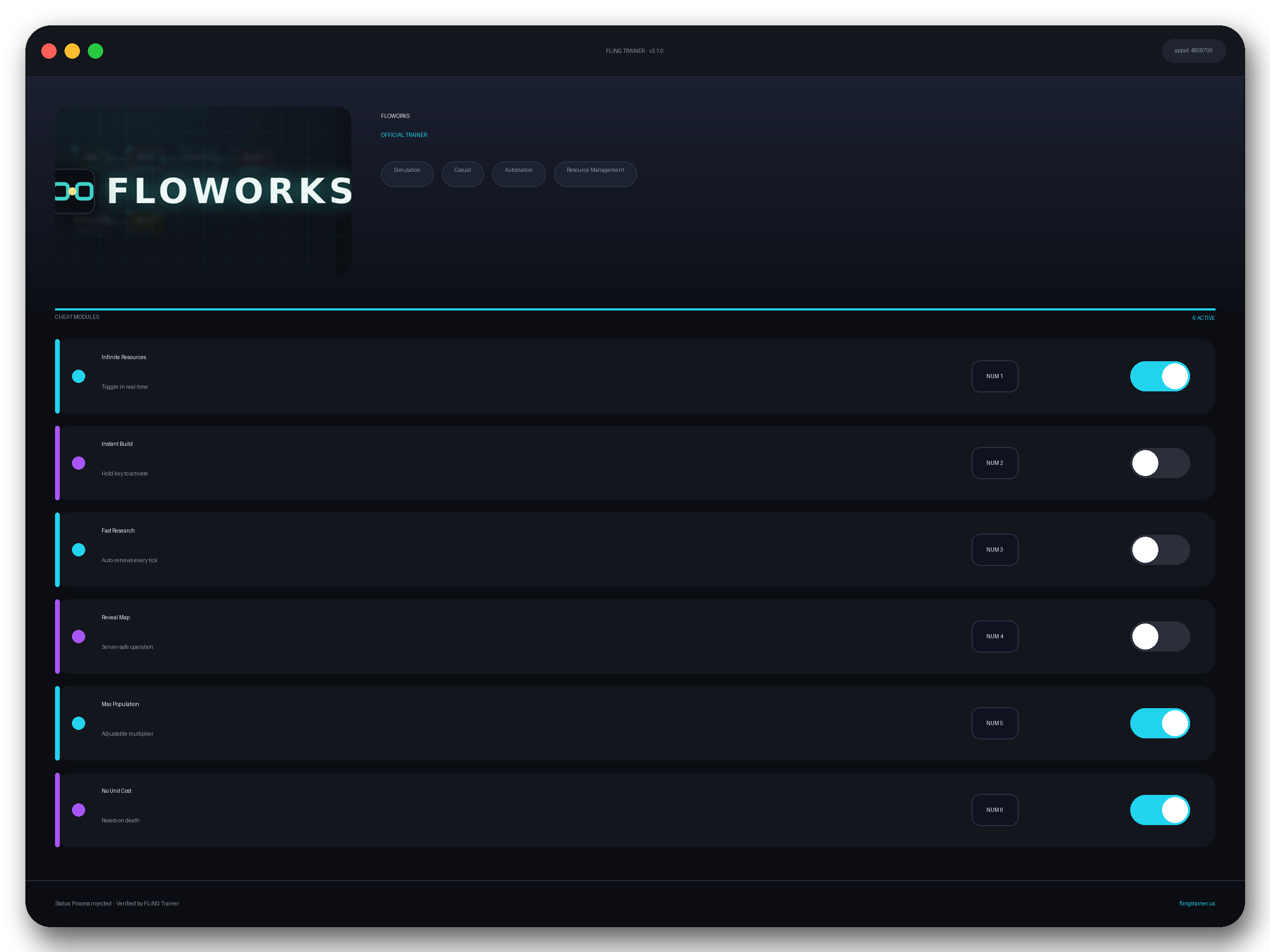FLOWORKS Trainer interface