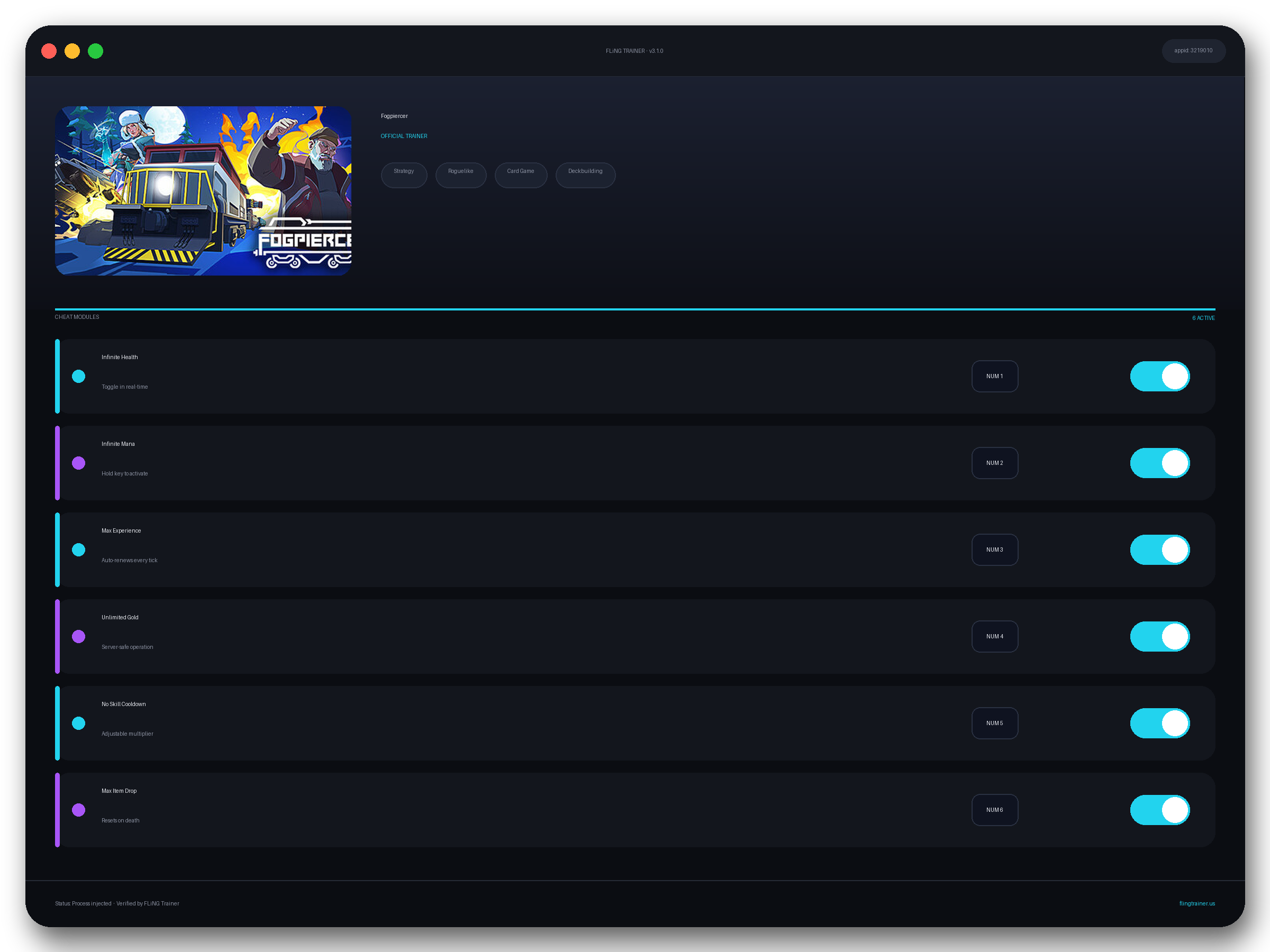 Fogpiercer Trainer interface
