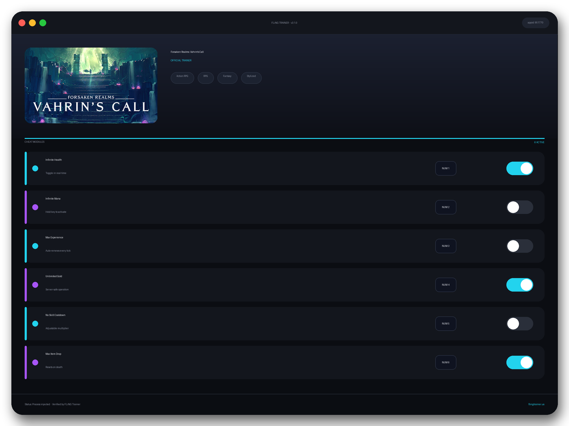 Forsaken Realms: Vahrin's Call Trainer interface