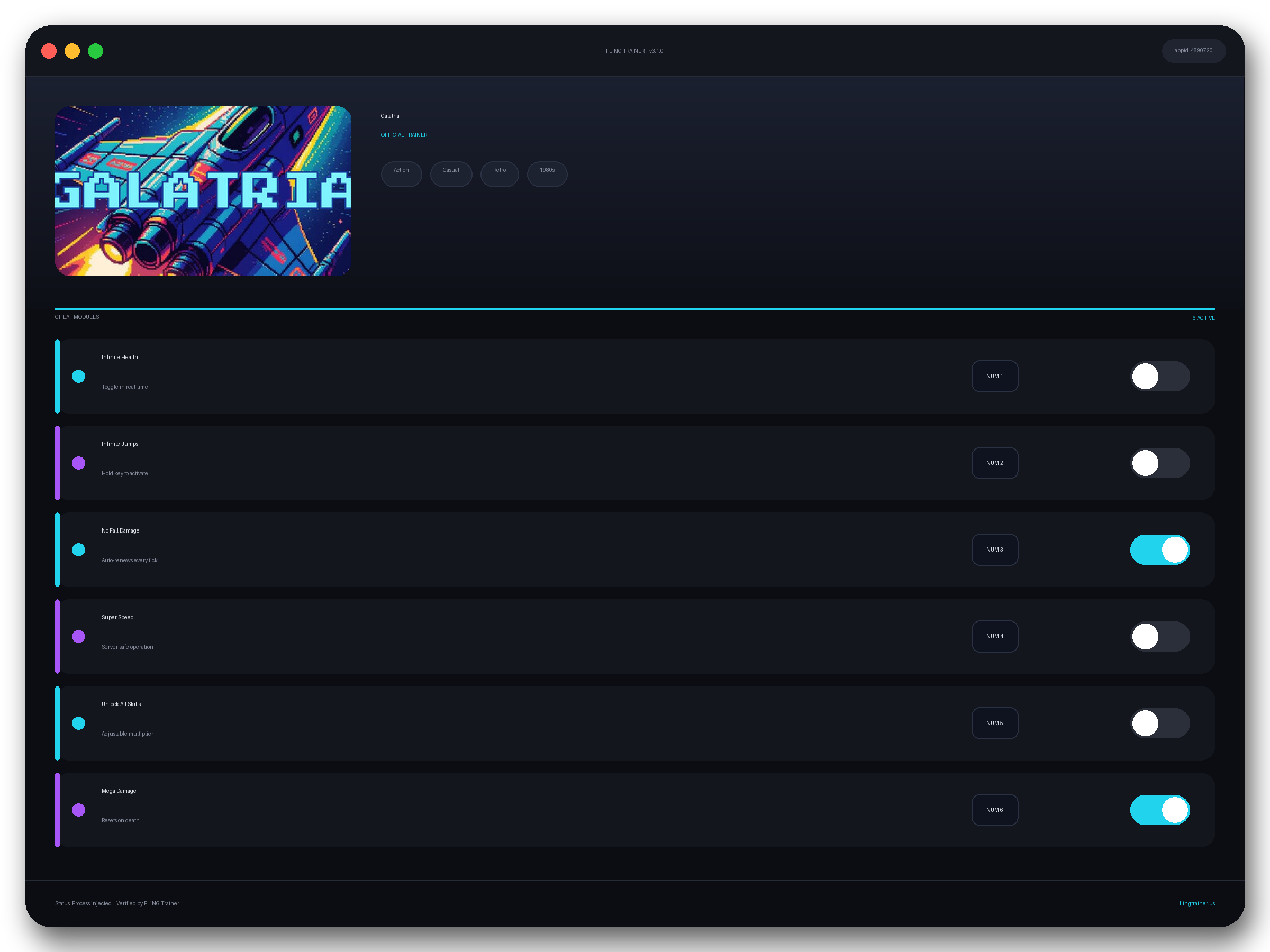 Galatria Trainer interface