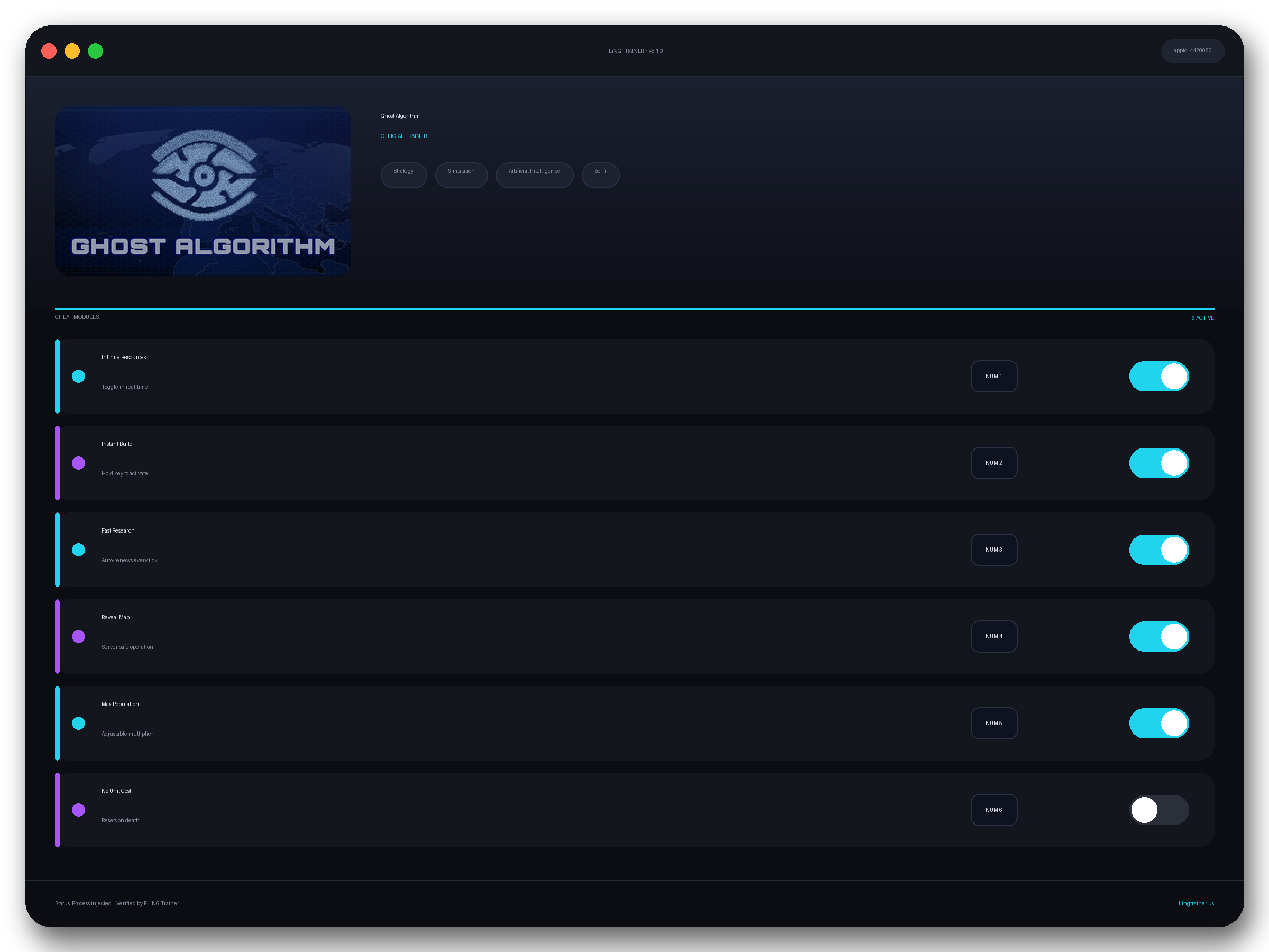 Ghost Algorithm Trainer interface