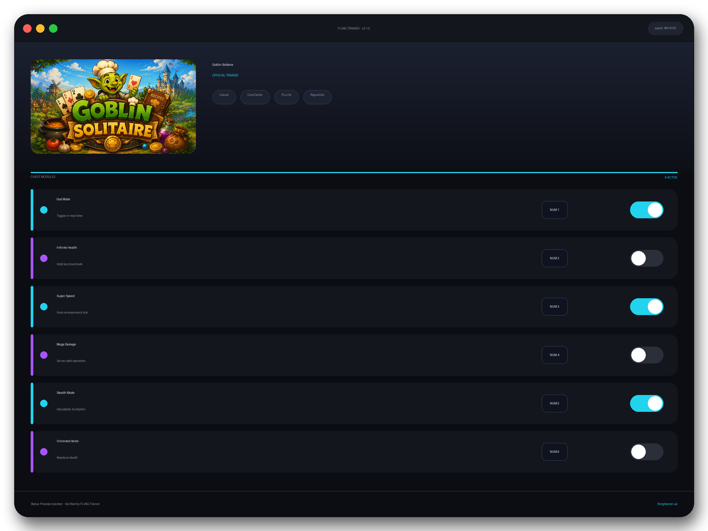 Goblin Solitaire Trainer interface