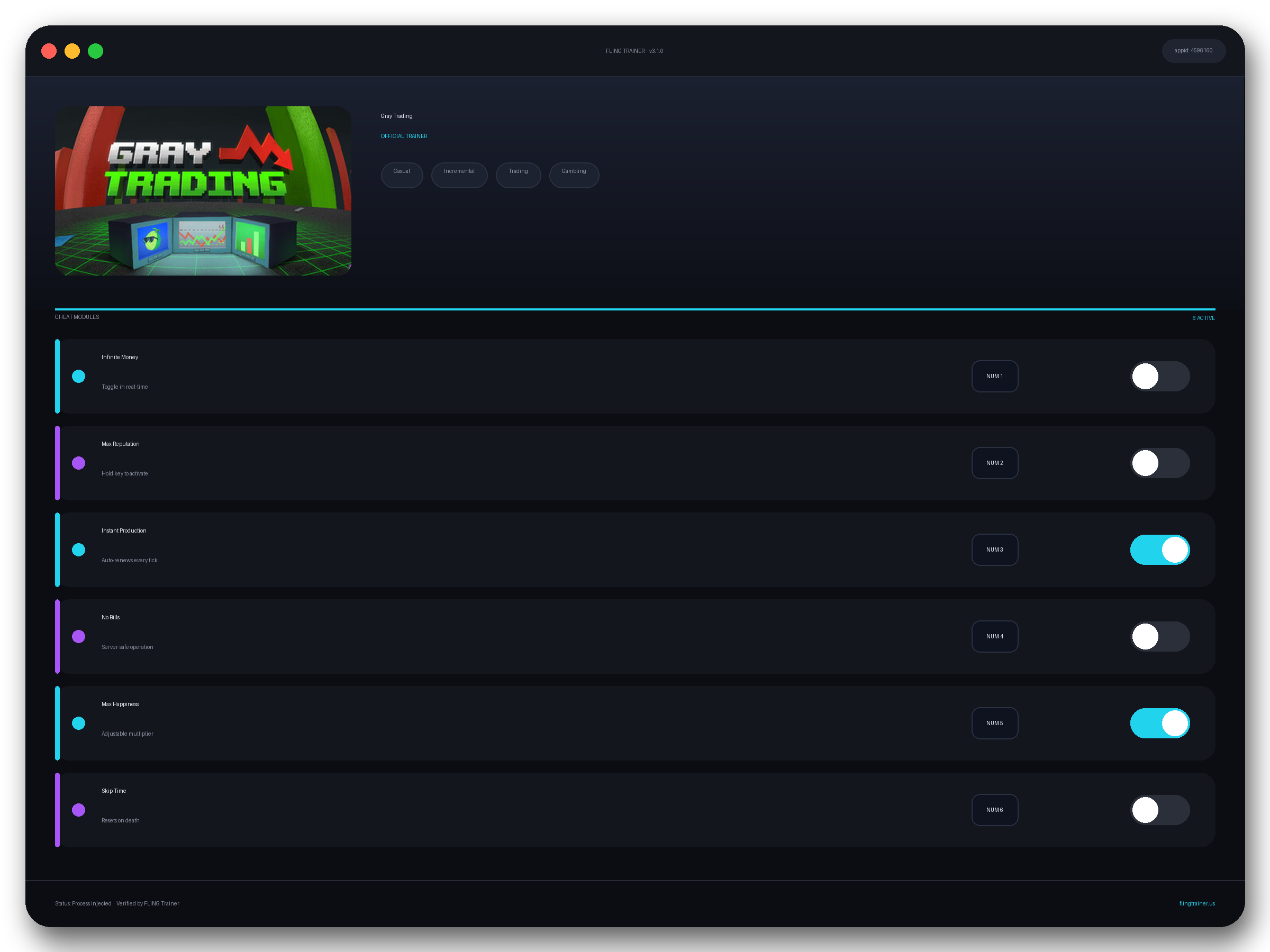 Gray Trading Trainer interface