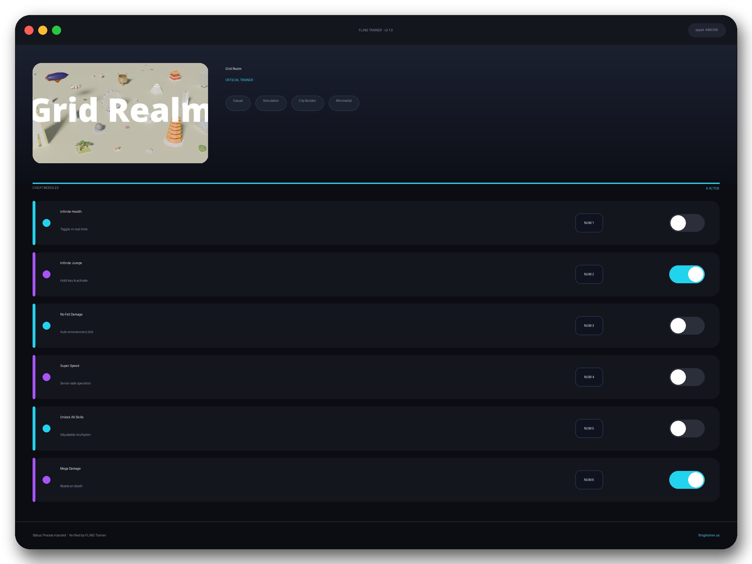 Grid Realm Trainer interface
