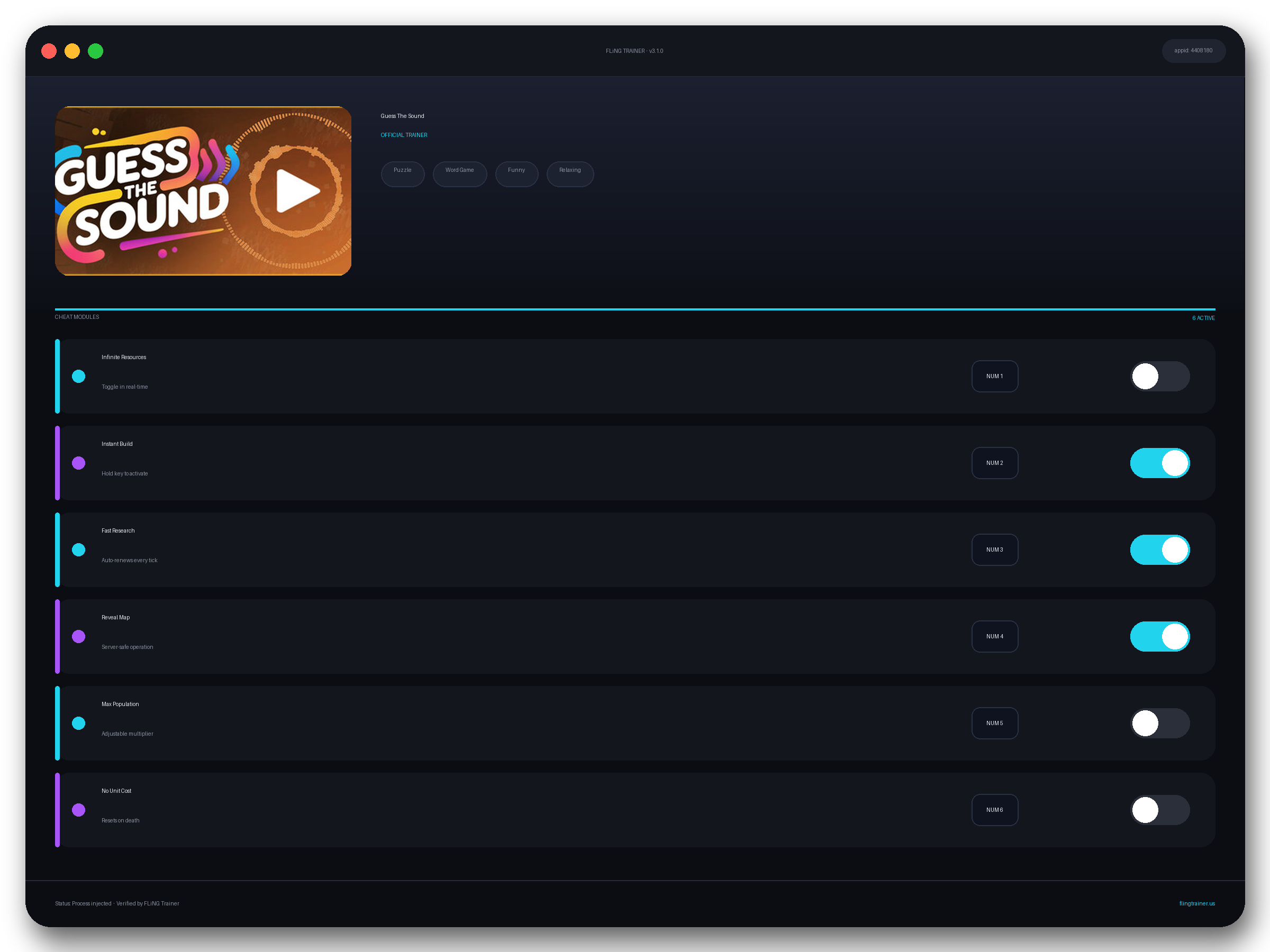 Guess The Sound Trainer interface