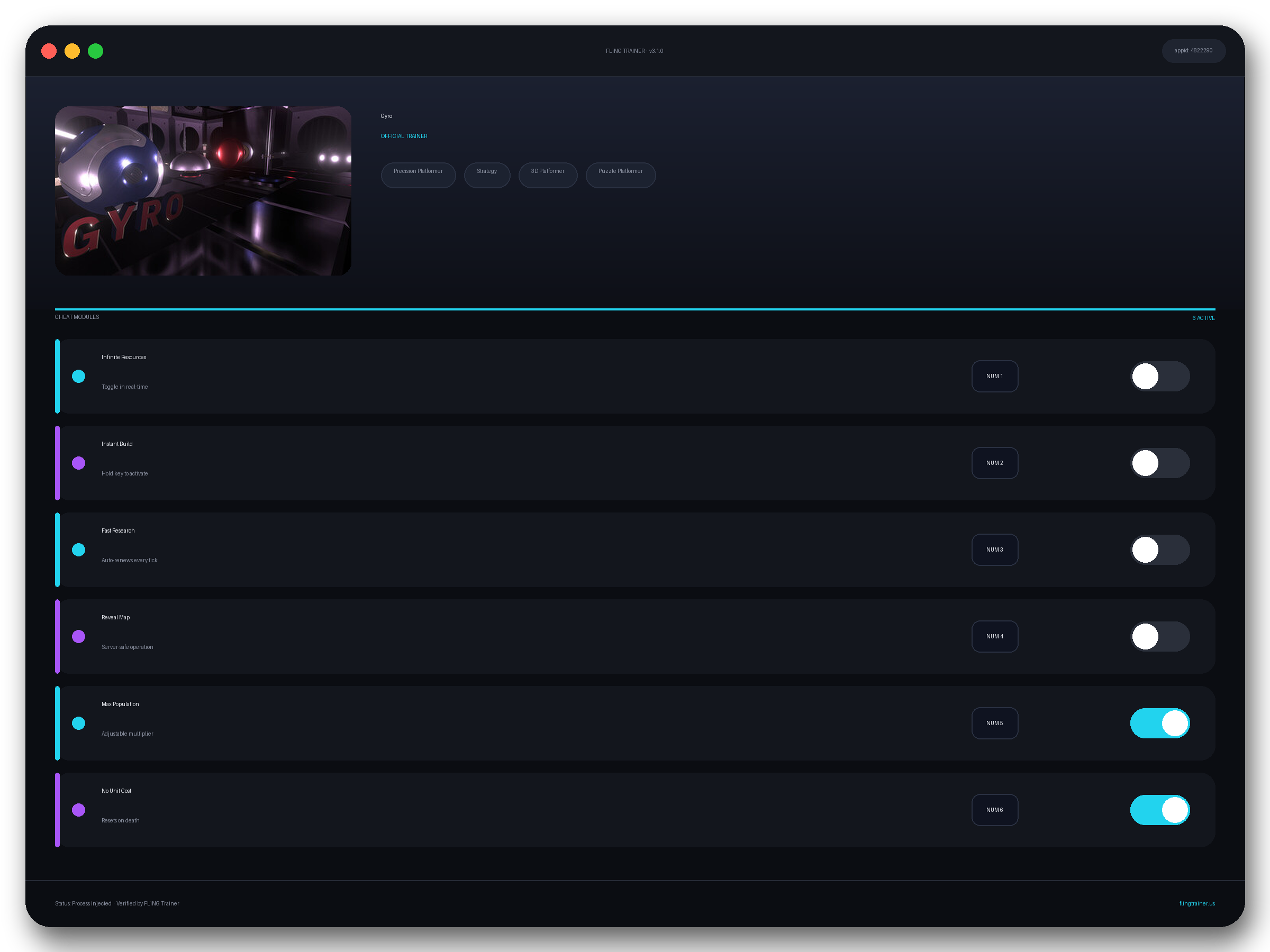 Gyro Trainer interface