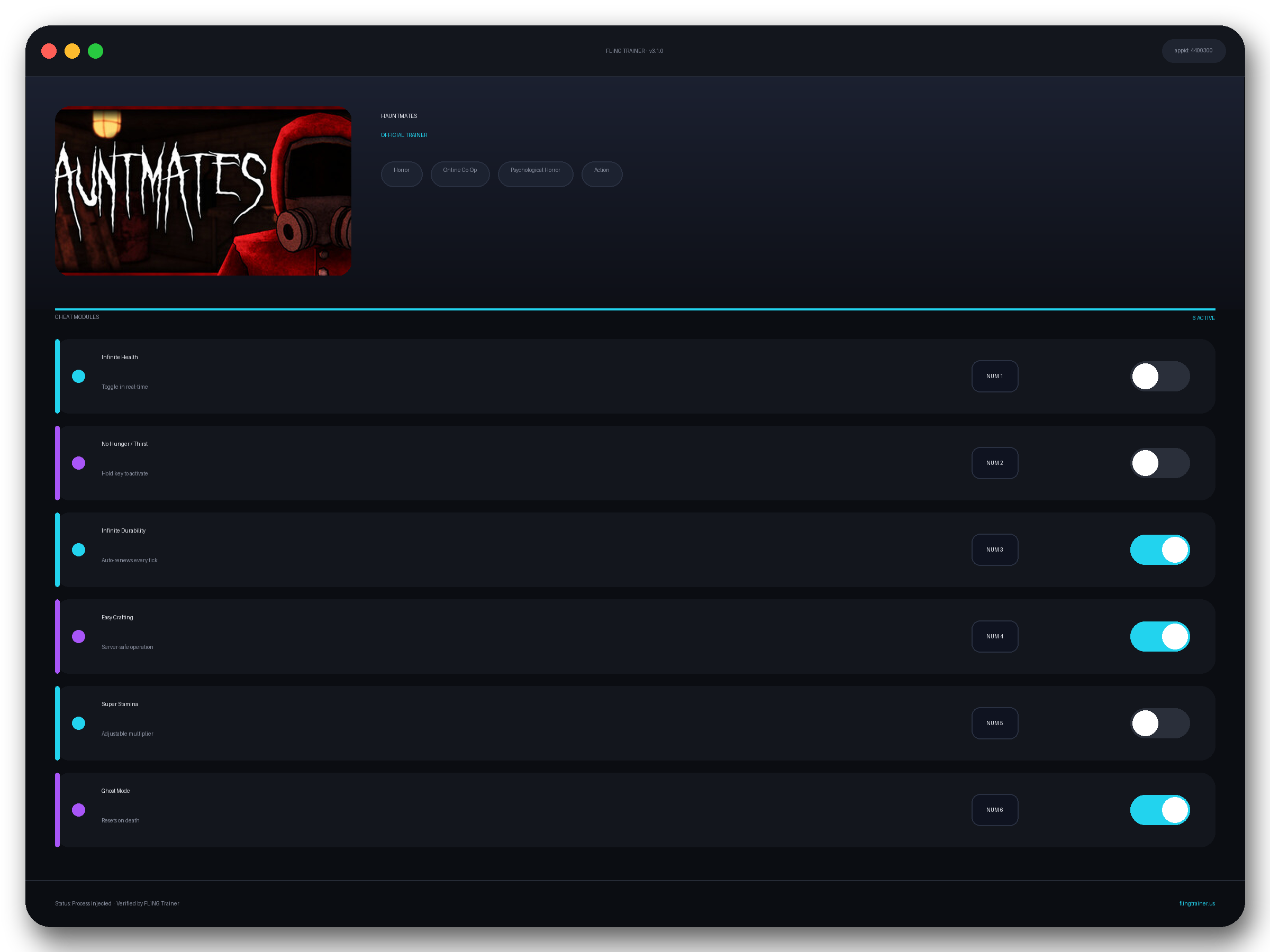 HAUNTMATES Trainer interface