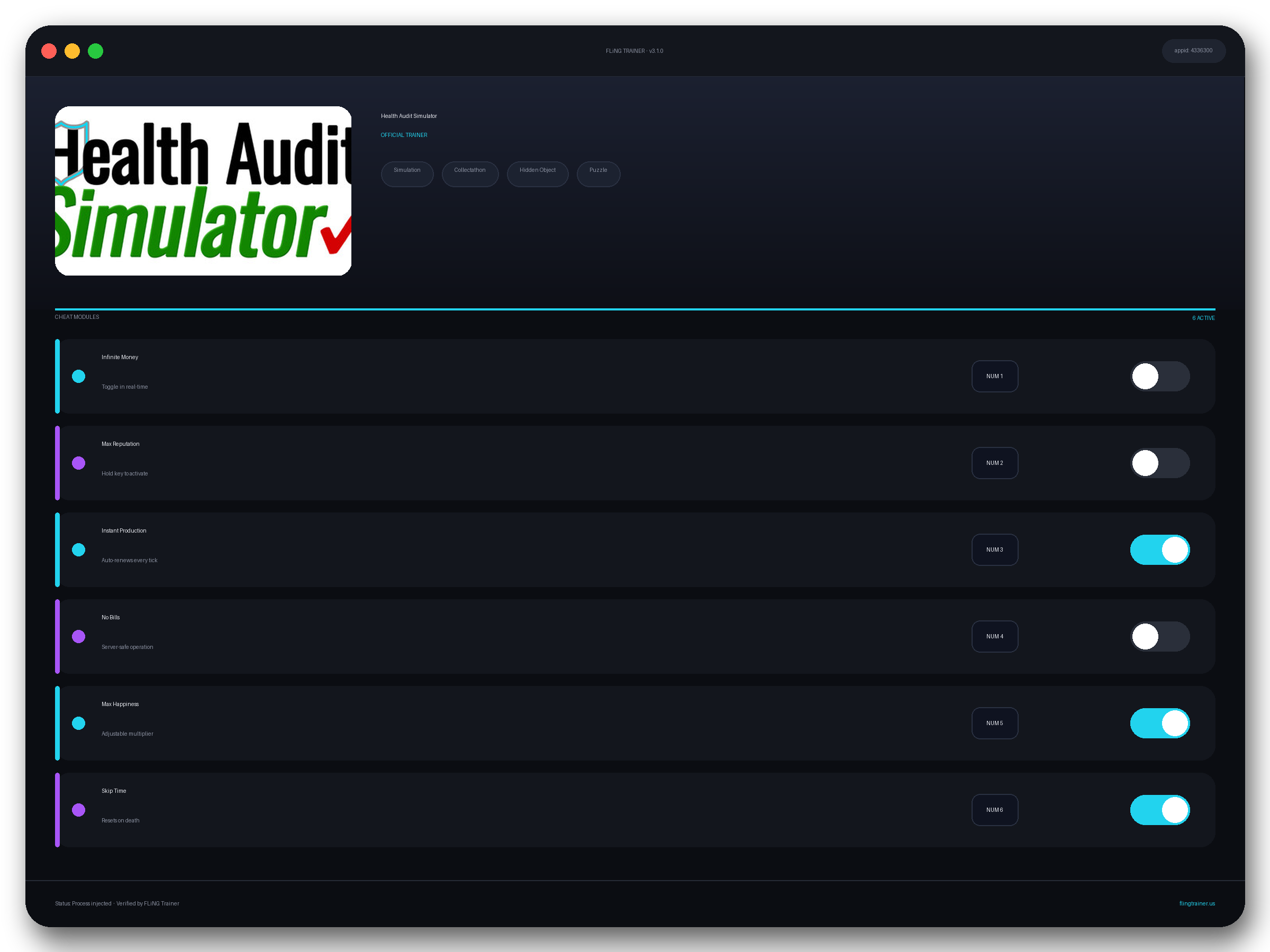 Health Audit Simulator Trainer interface