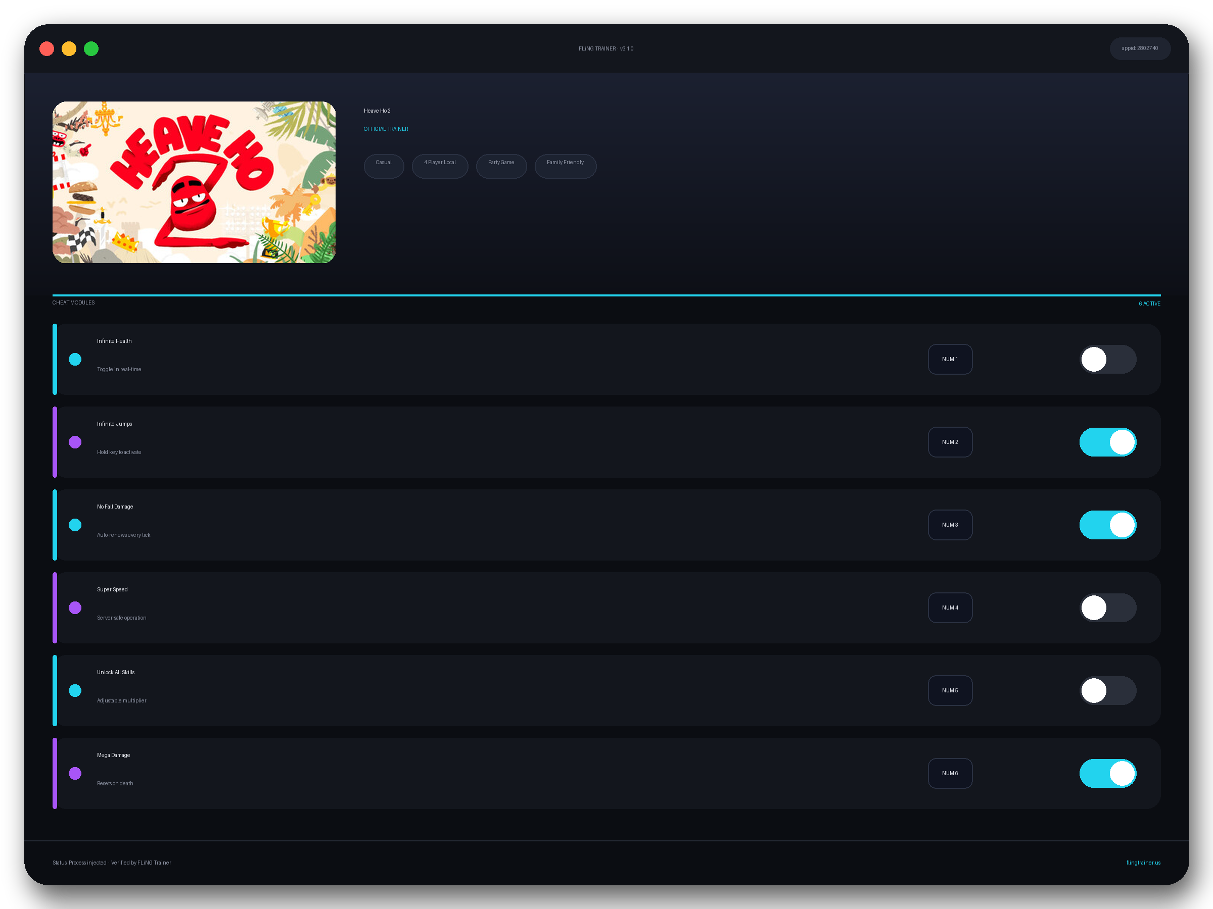 Heave Ho 2 Trainer interface