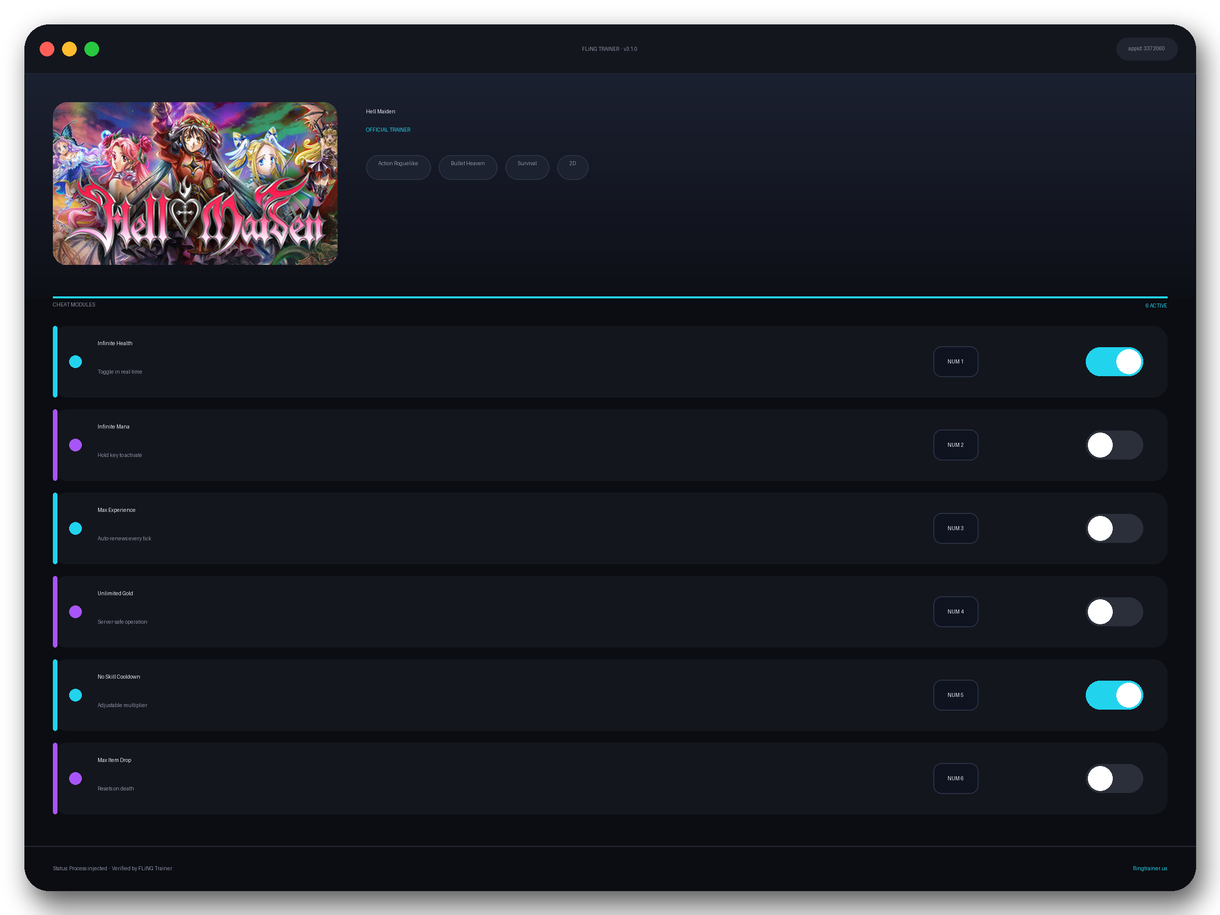 Hell Maiden Trainer interface