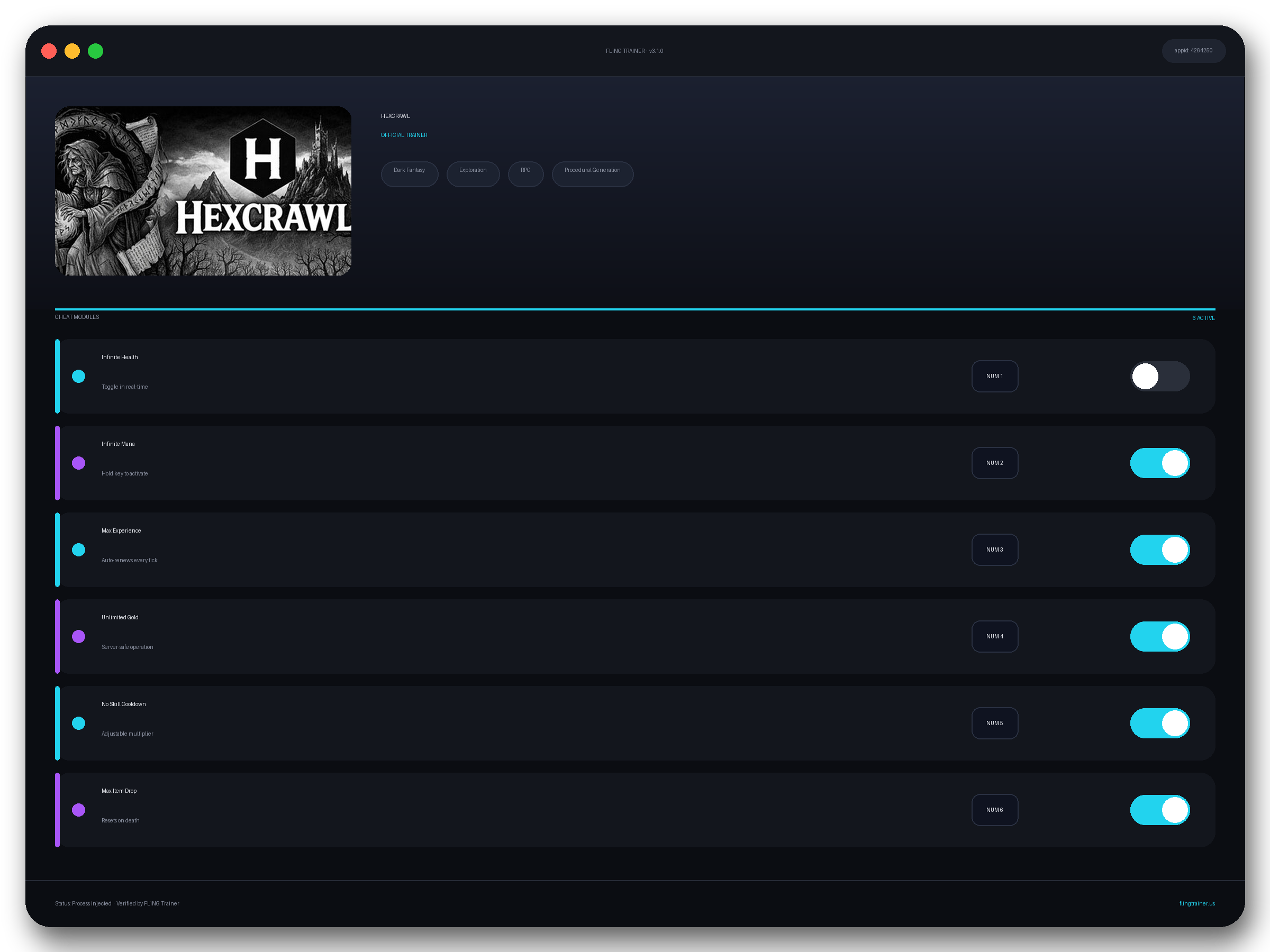 HEXCRAWL Trainer interface