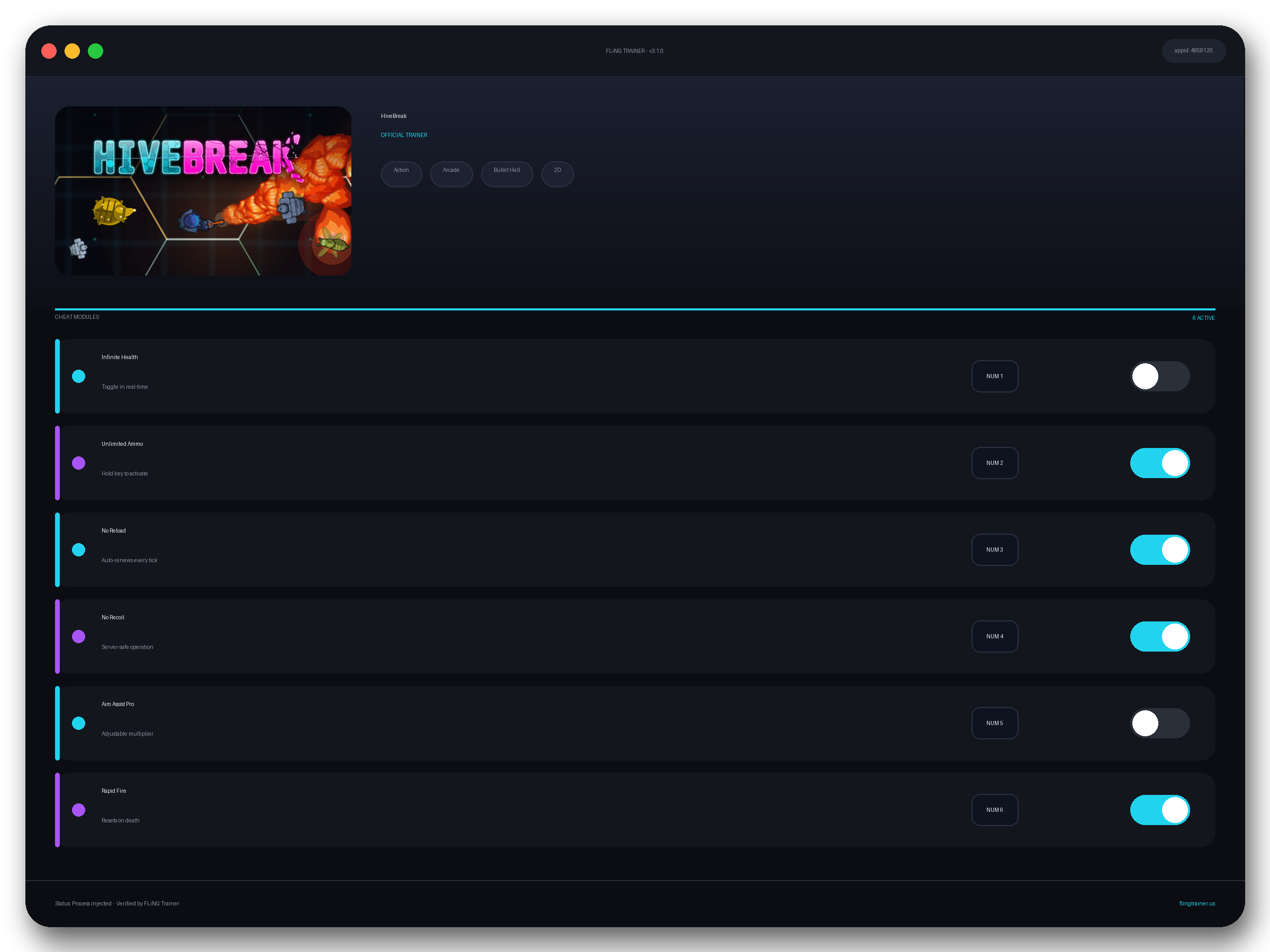 HiveBreak Trainer interface