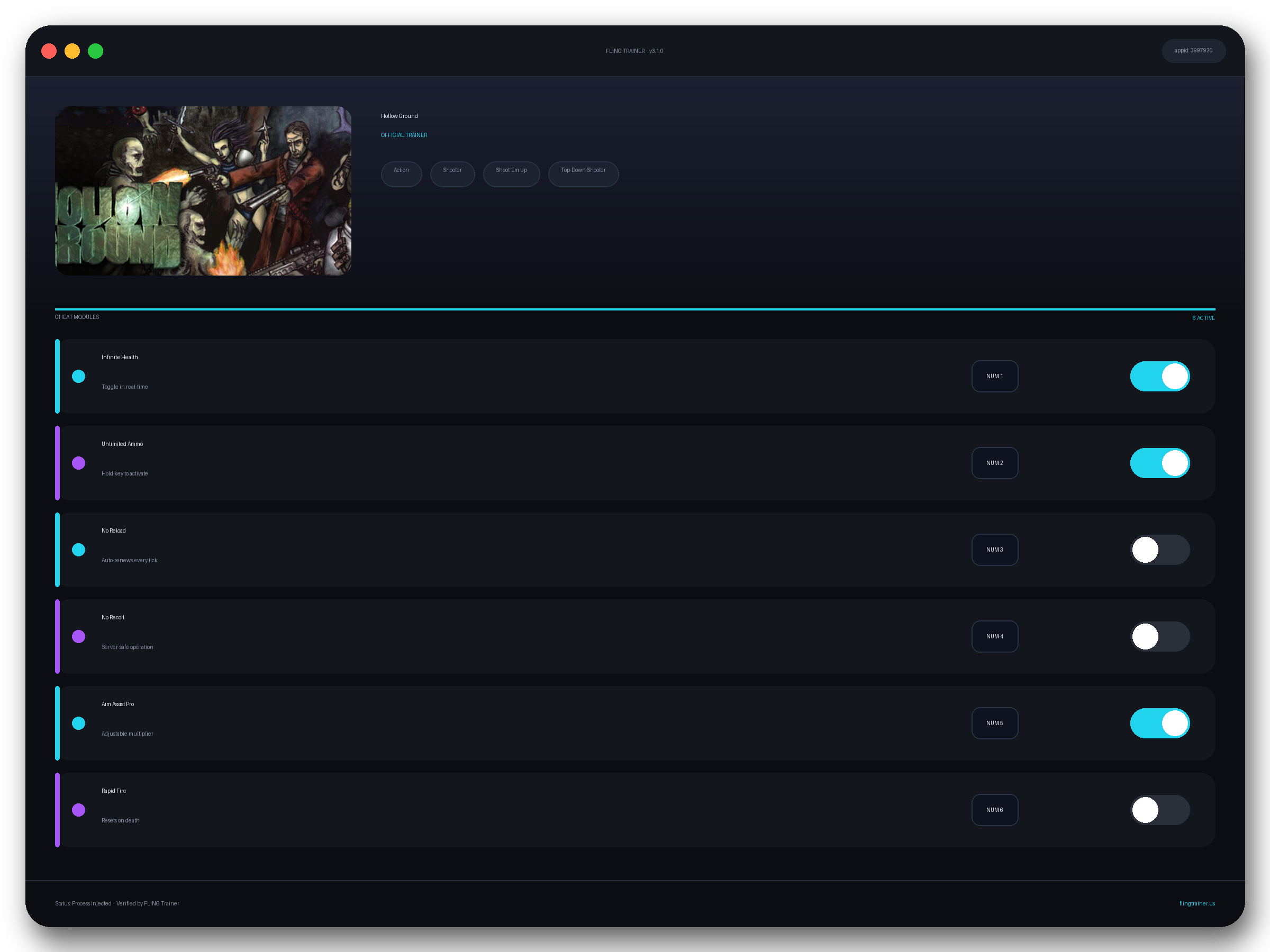Hollow Ground Trainer interface
