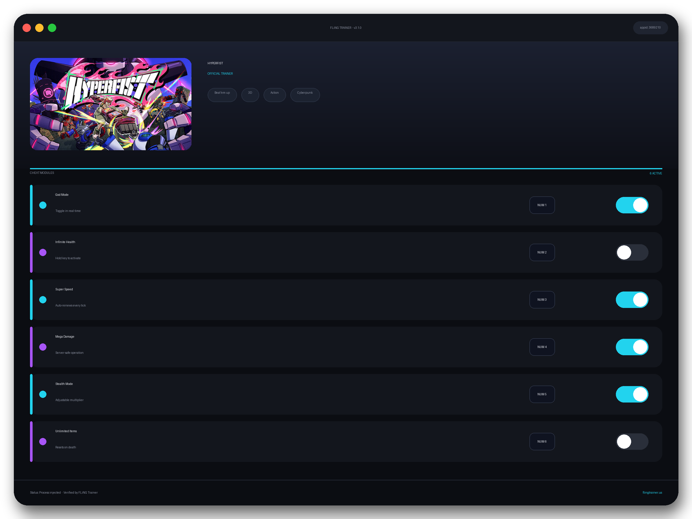 HYPERFIST Trainer interface