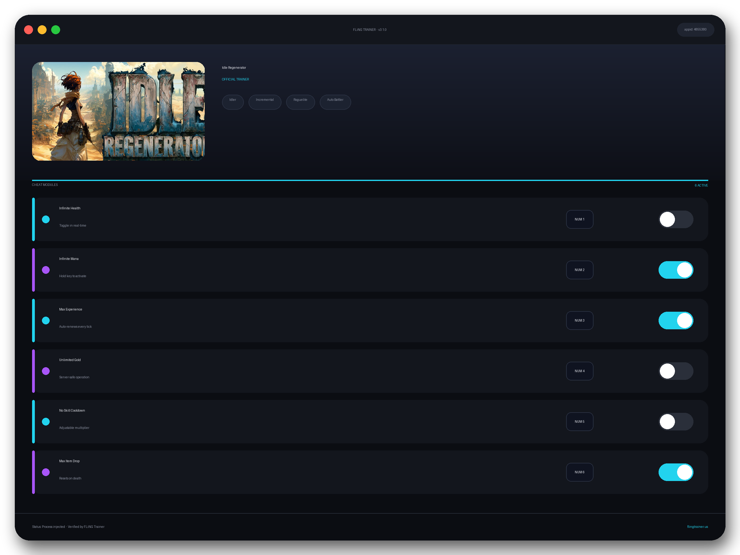 Idle Regenerator Trainer interface