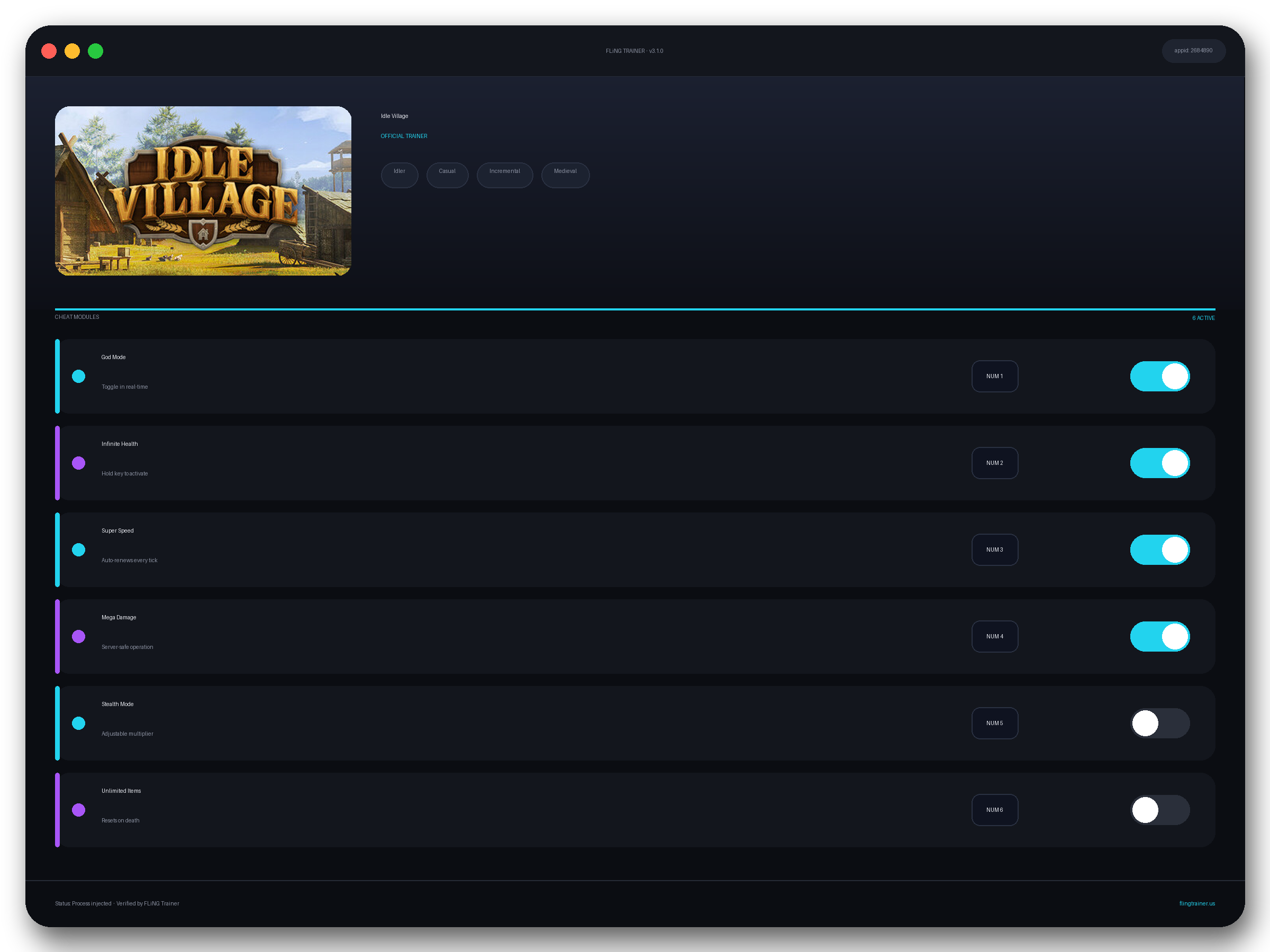 Idle Village Trainer interface