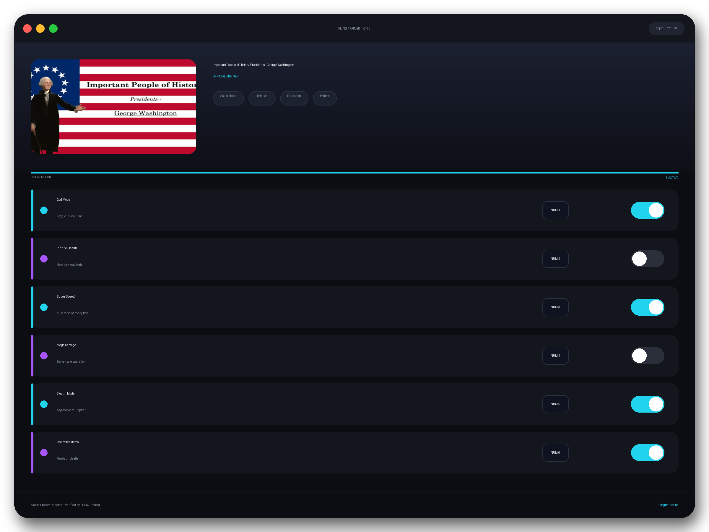 Important People of History: Presidents - George Washington Trainer interface