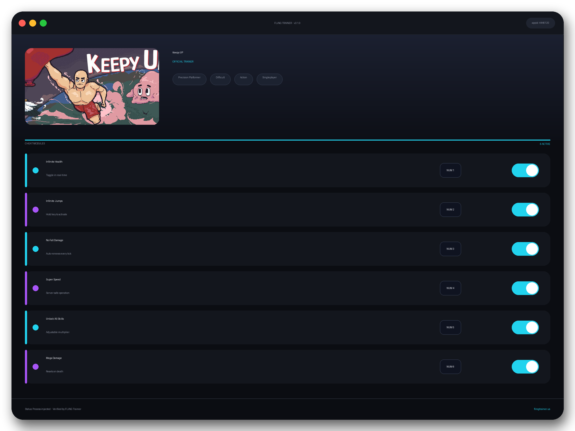 Keepy UP Trainer interface