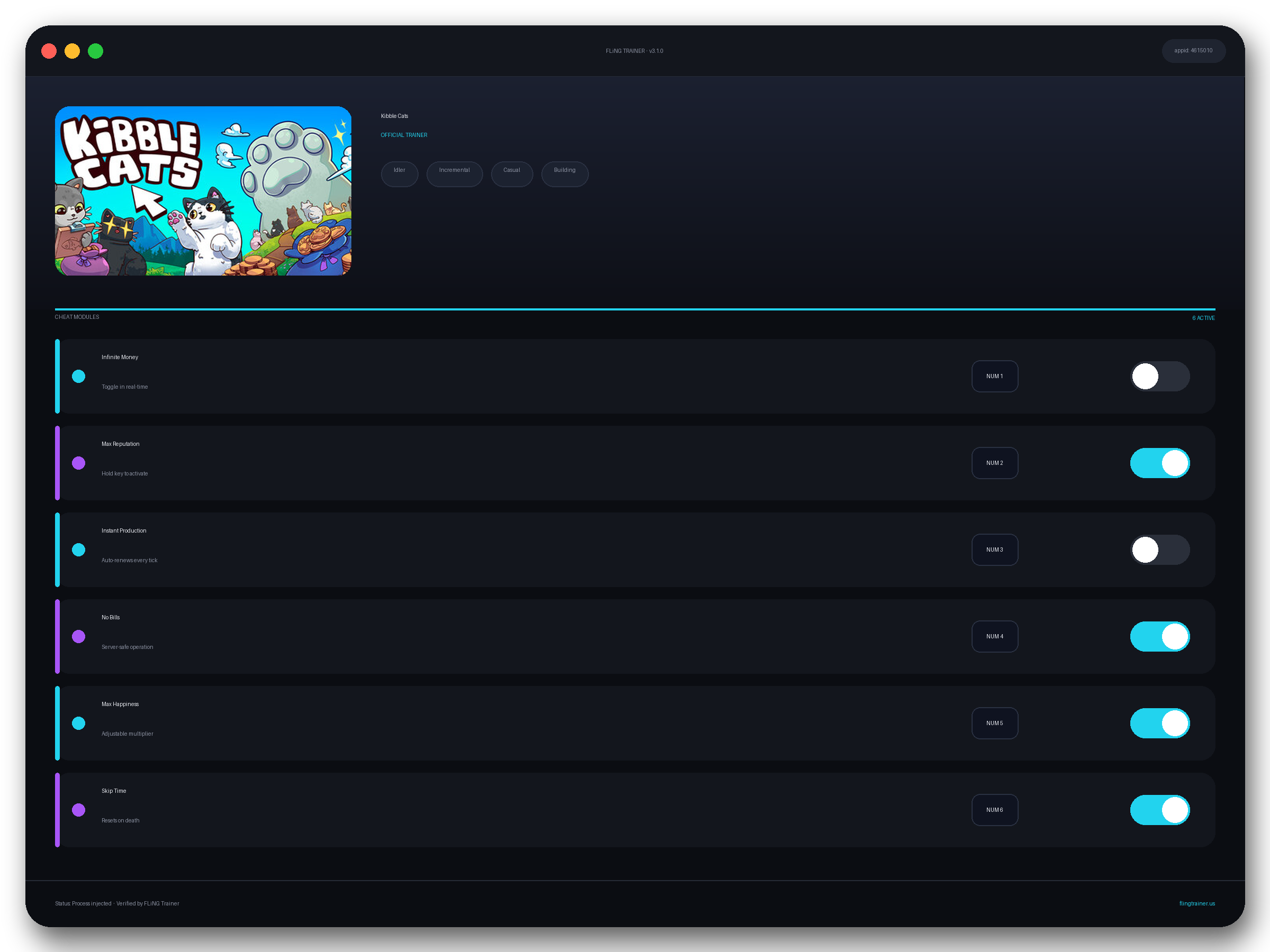 Kibble Cats Trainer interface