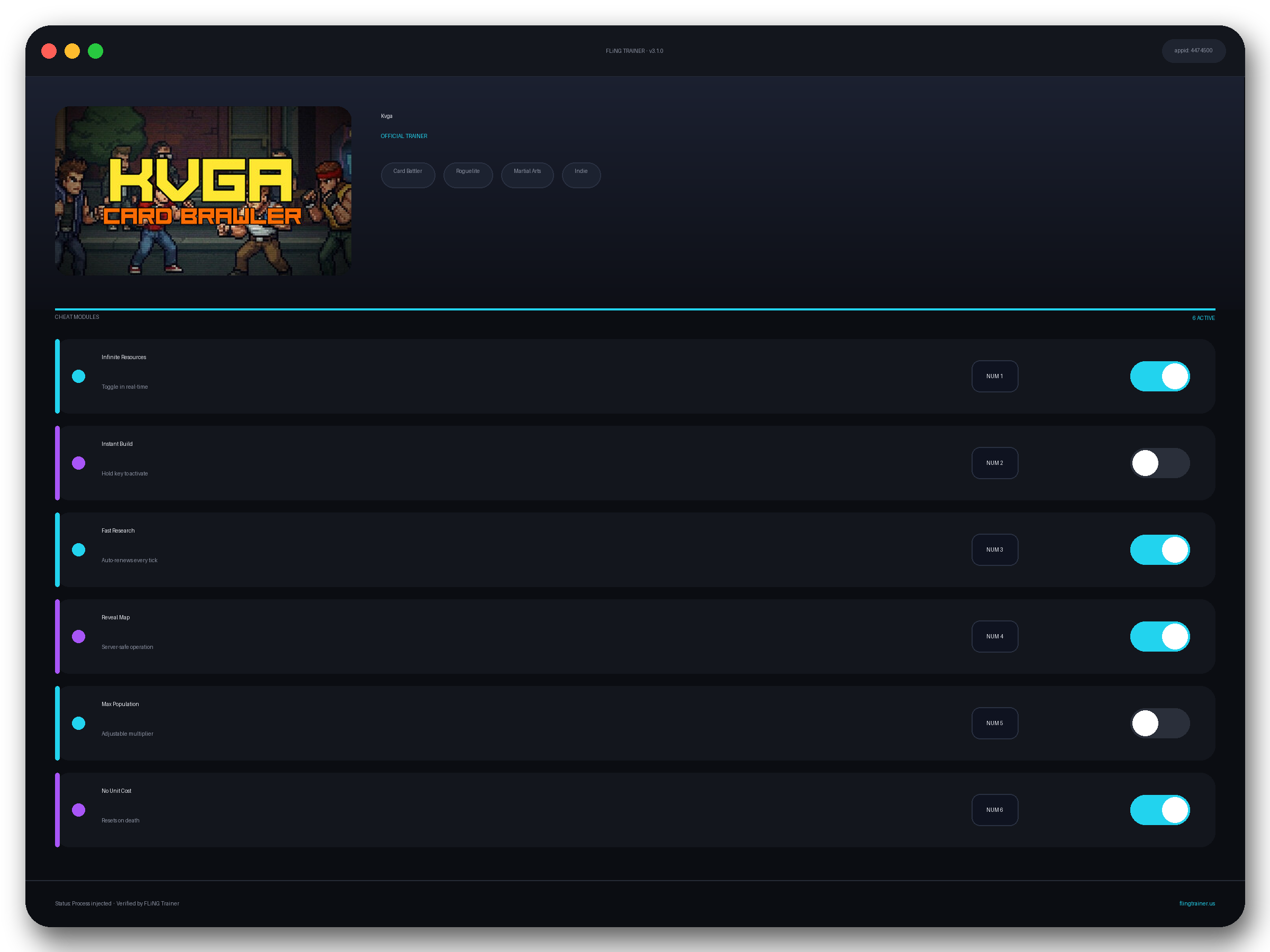 Kvga Trainer interface